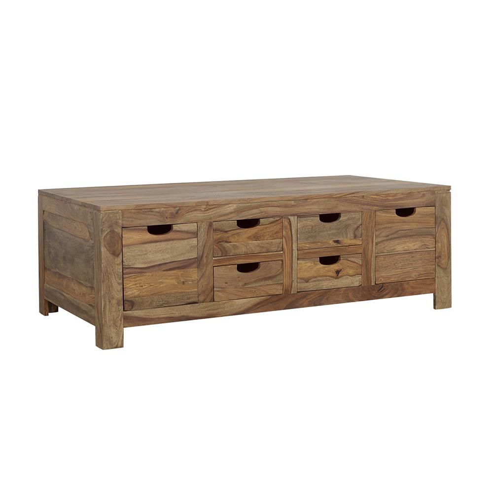 Coaster Furniture Esther 723888 6-Drawer Solid Wood Coffee Table - Natural Sheesham - Image 1