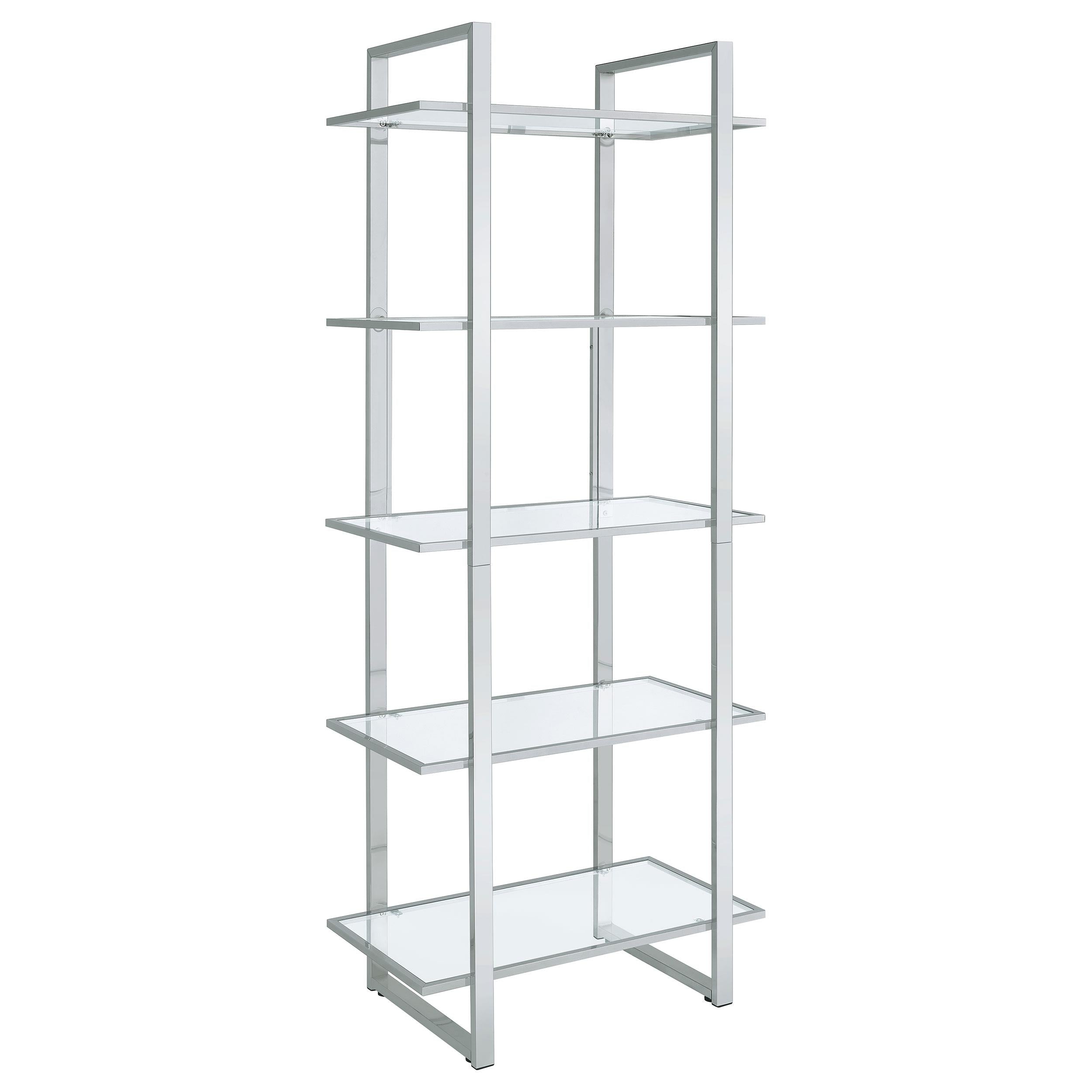 Coaster Furniture Hartford 805538 79-inch 5-shelf Glass Bookshelf – Chrome