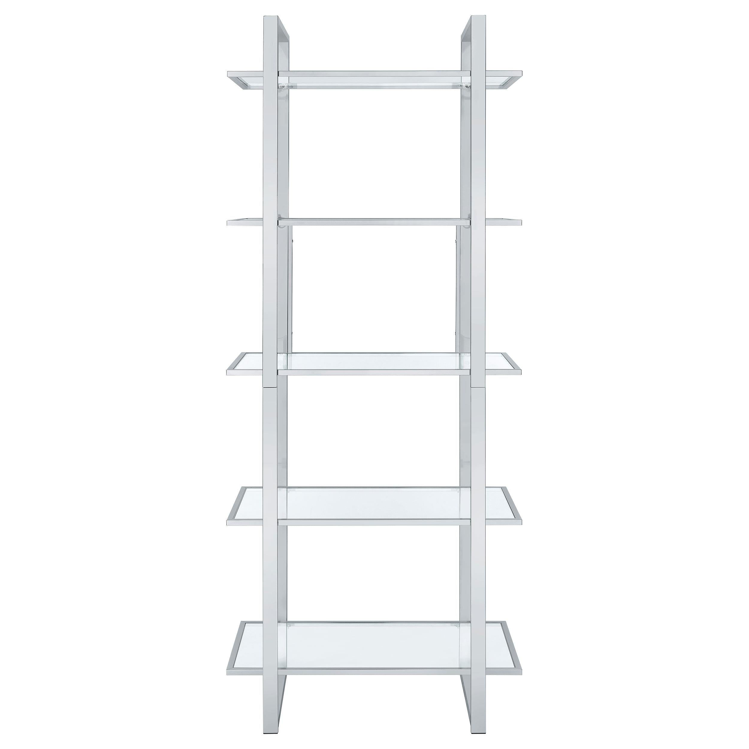 Coaster Furniture Hartford 805538 79-inch 5-shelf Glass Bookshelf - Chrome - Image 2