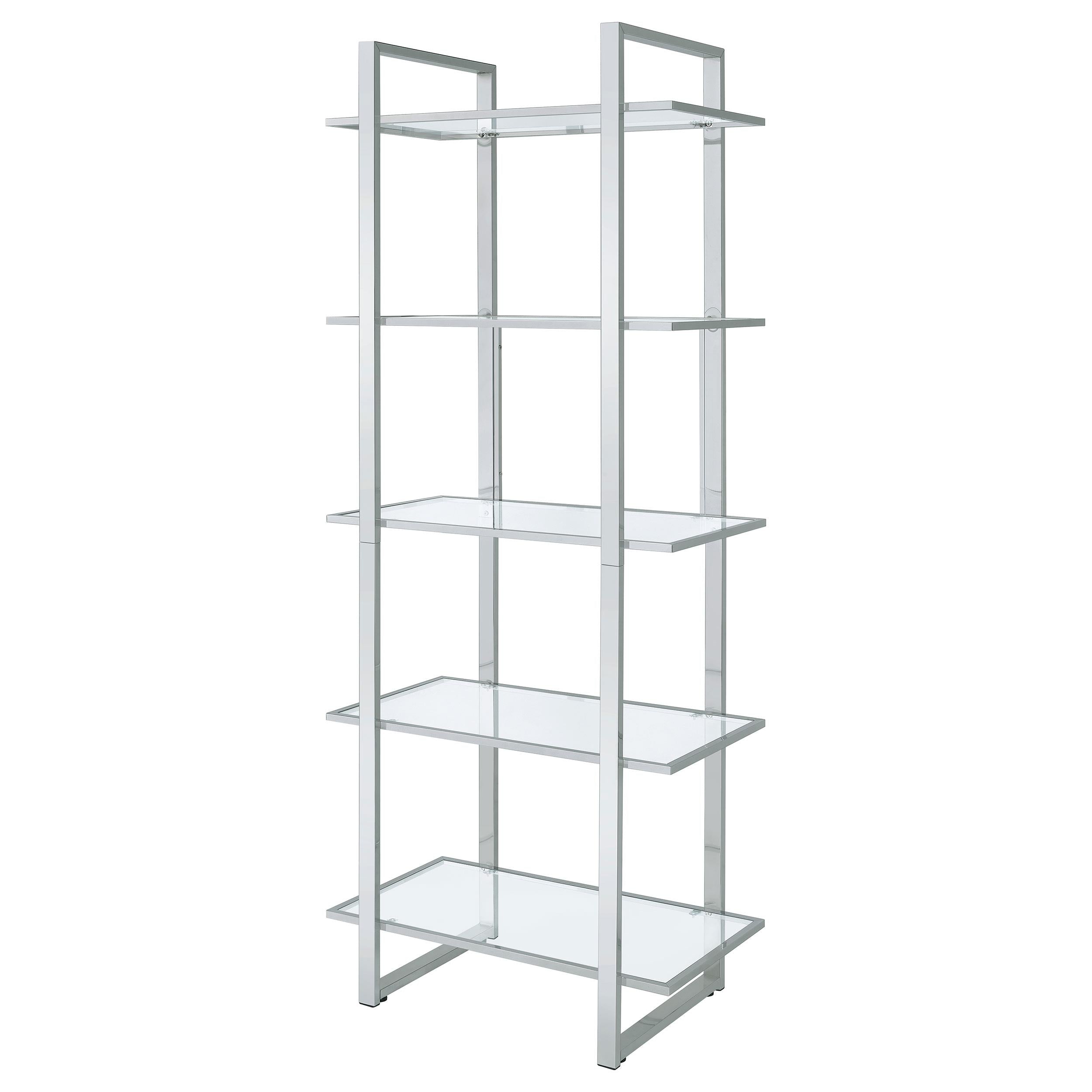 Coaster Furniture Hartford 805538 79-inch 5-shelf Glass Bookshelf - Chrome - Image 3