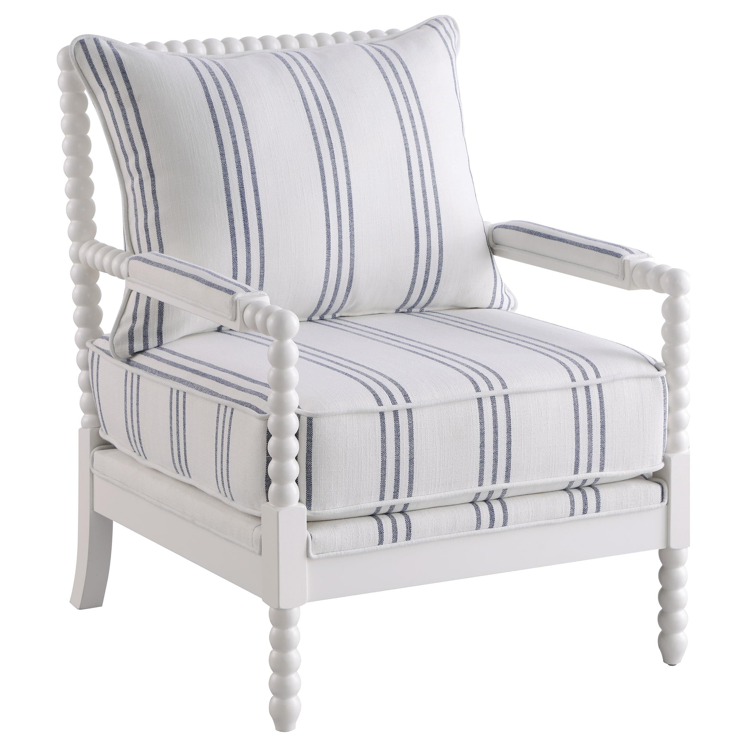 Coaster Furniture Blanchett 903835 Upholstered Bobbin Accent Chair – White and Navy