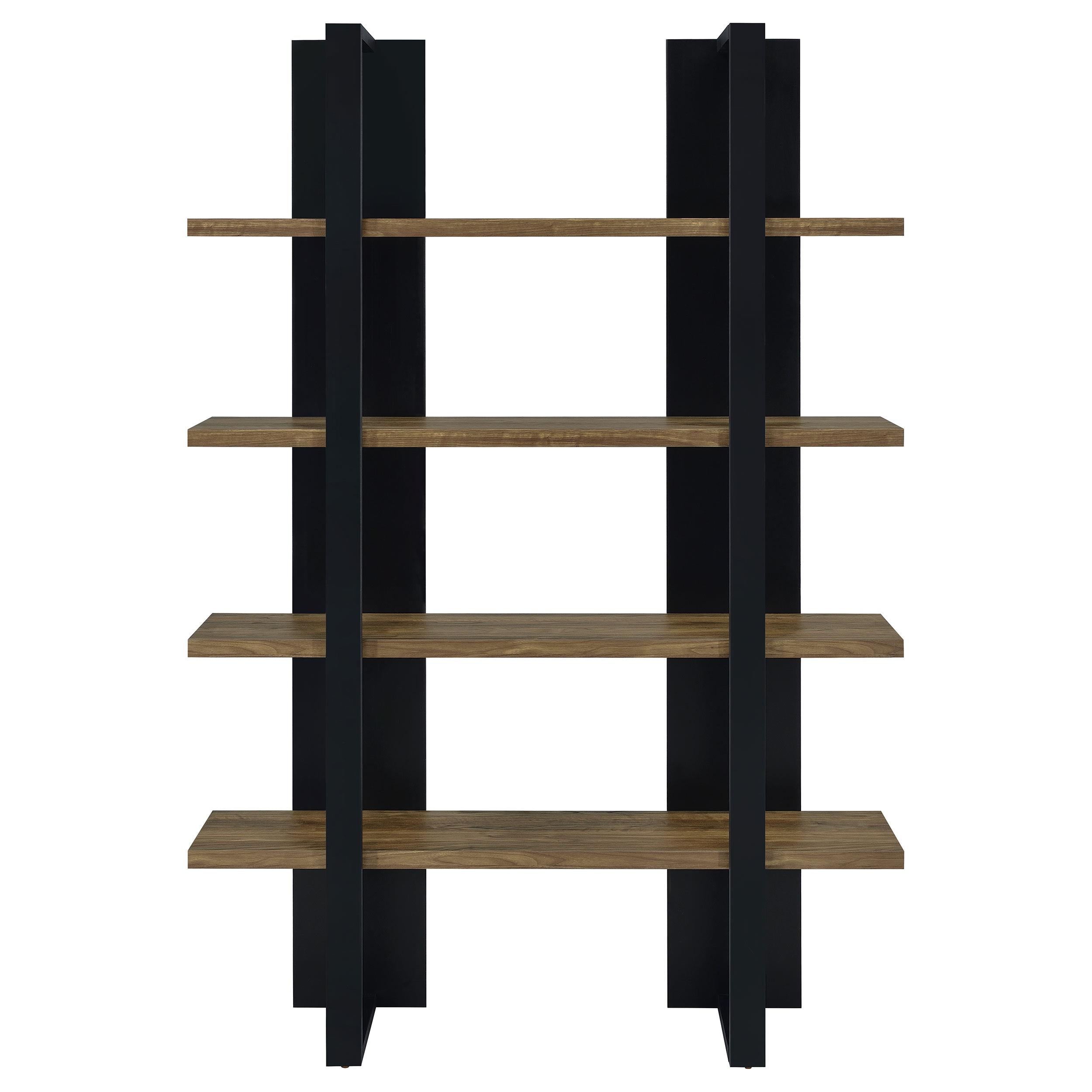 Coaster Furniture Danbrook 882036 71-inch 4-shelf Bookshelf - Black and Aged Walnut - Image 2