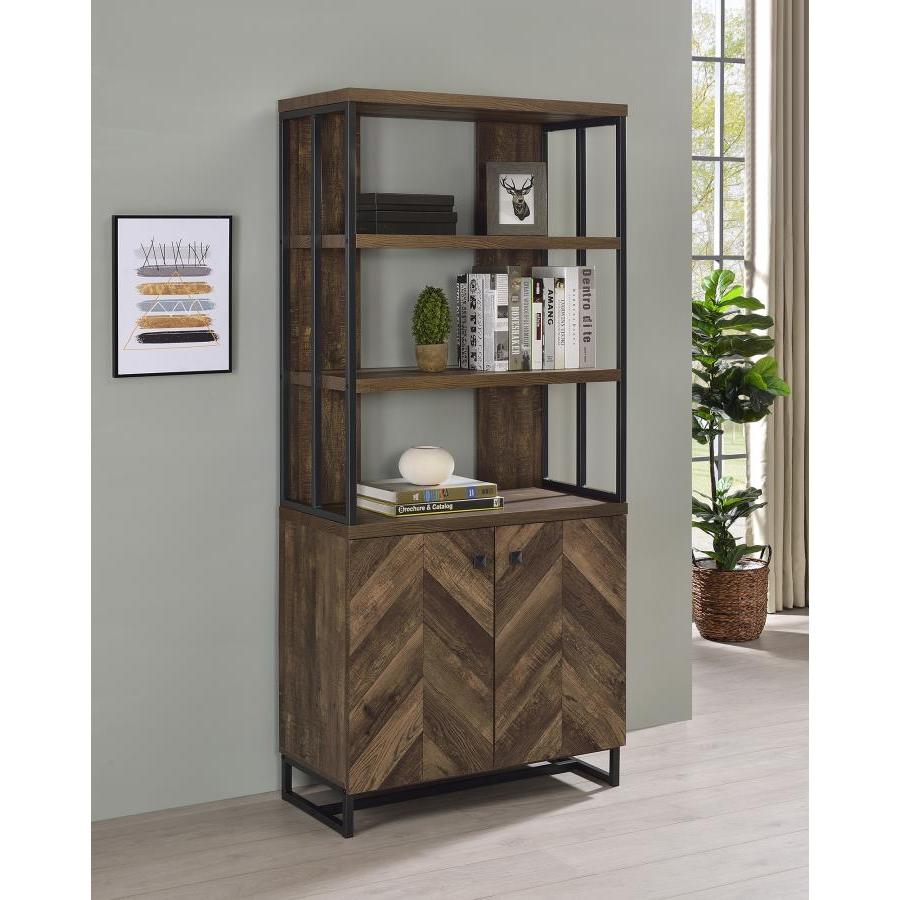 Coaster Furniture Millbrook 882093 71-inch 2-door Storage Bookshelf - Rustic Oak - Image 3