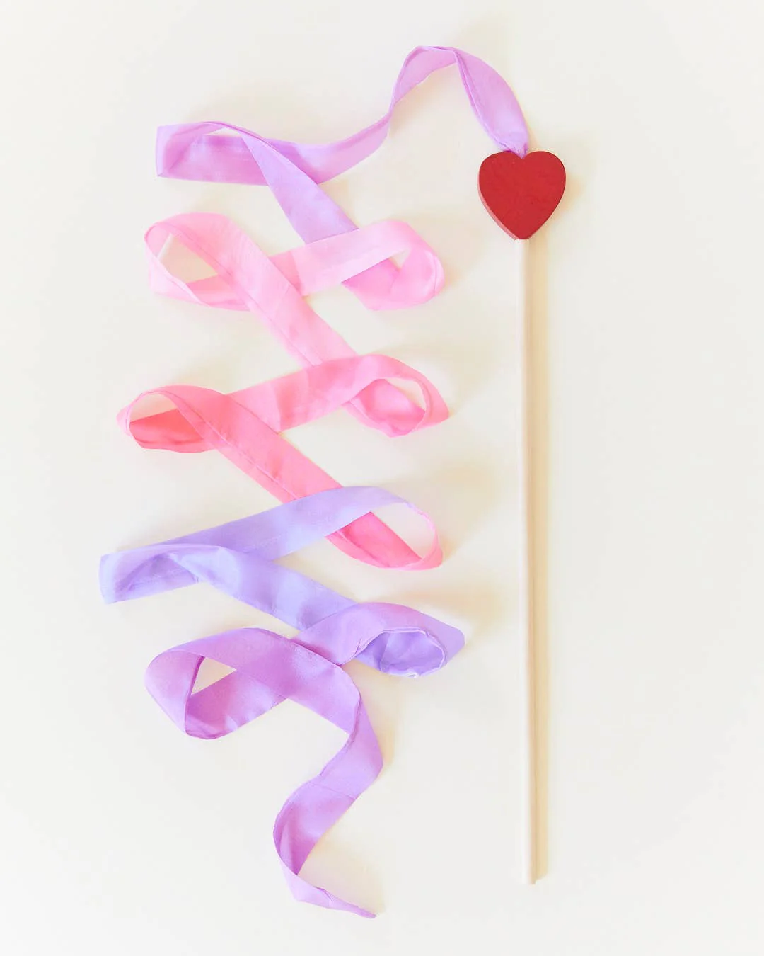 Pink & Purple Silk & Wood Streamer - Wand for Pretend Play - Image 1