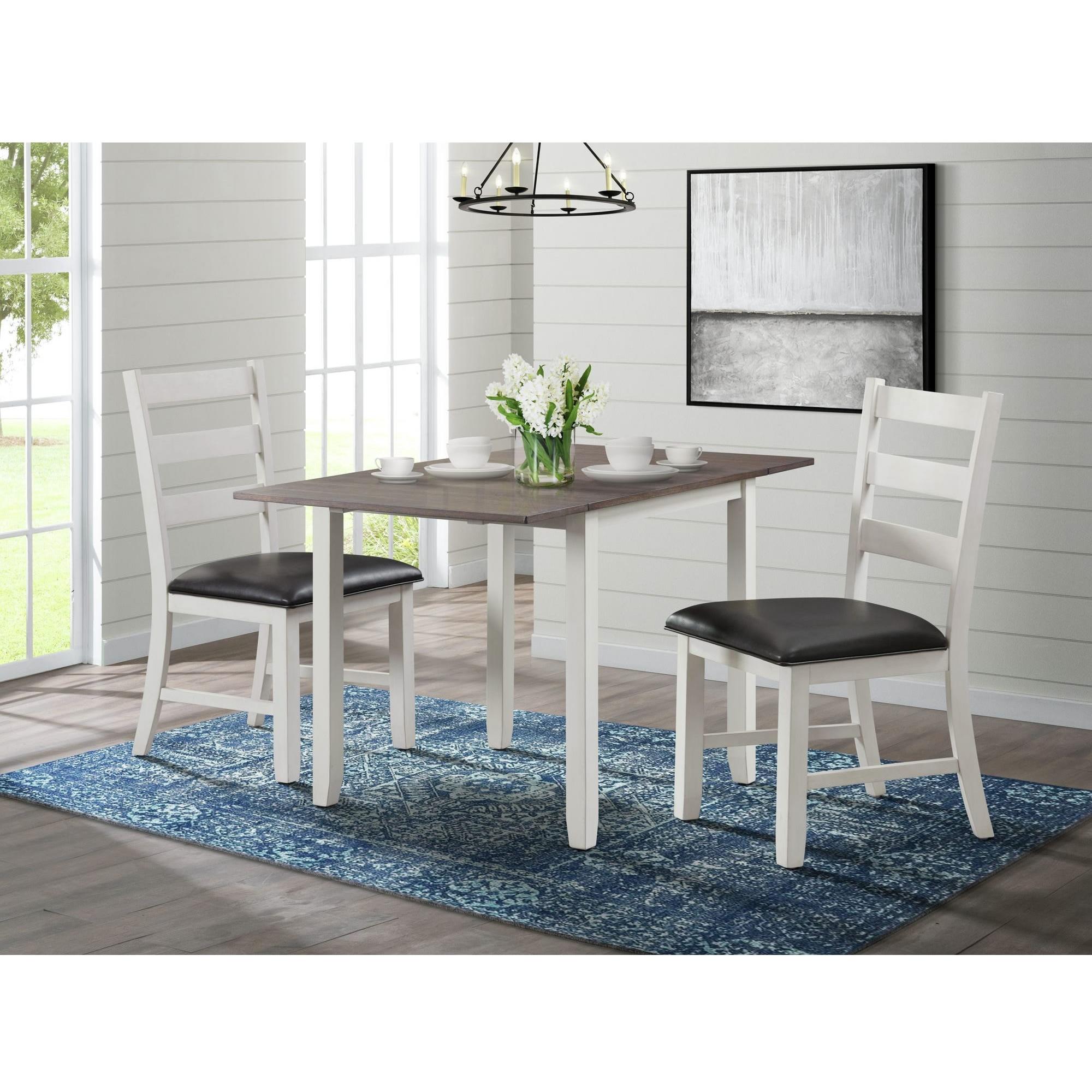 Elements International Martin DMT7003DLDS 3 pc Dinette – Dark Brown/White