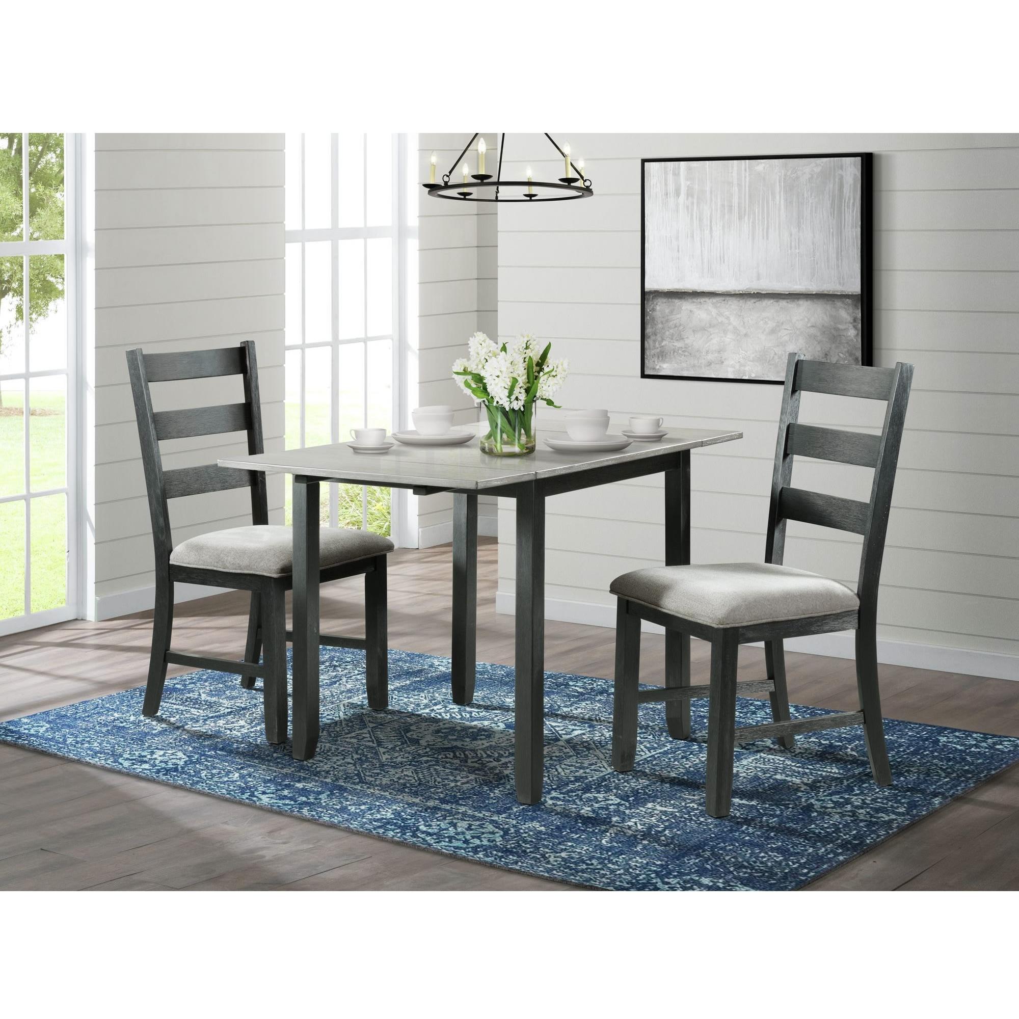 Elements International Martin DMT3003DLDS 3 pc Dinette – Grey/Black