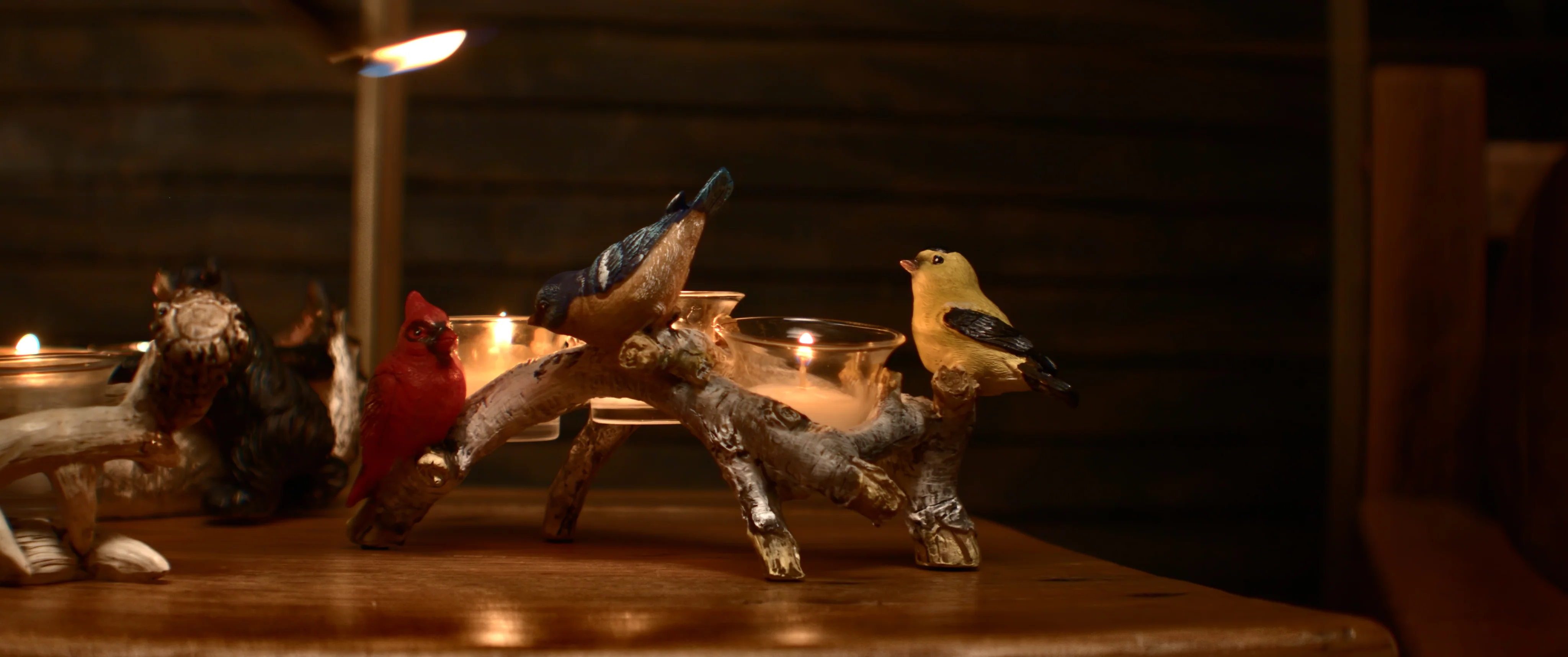 Candle Holder-Birch with Birds 3 Piece - Image 2