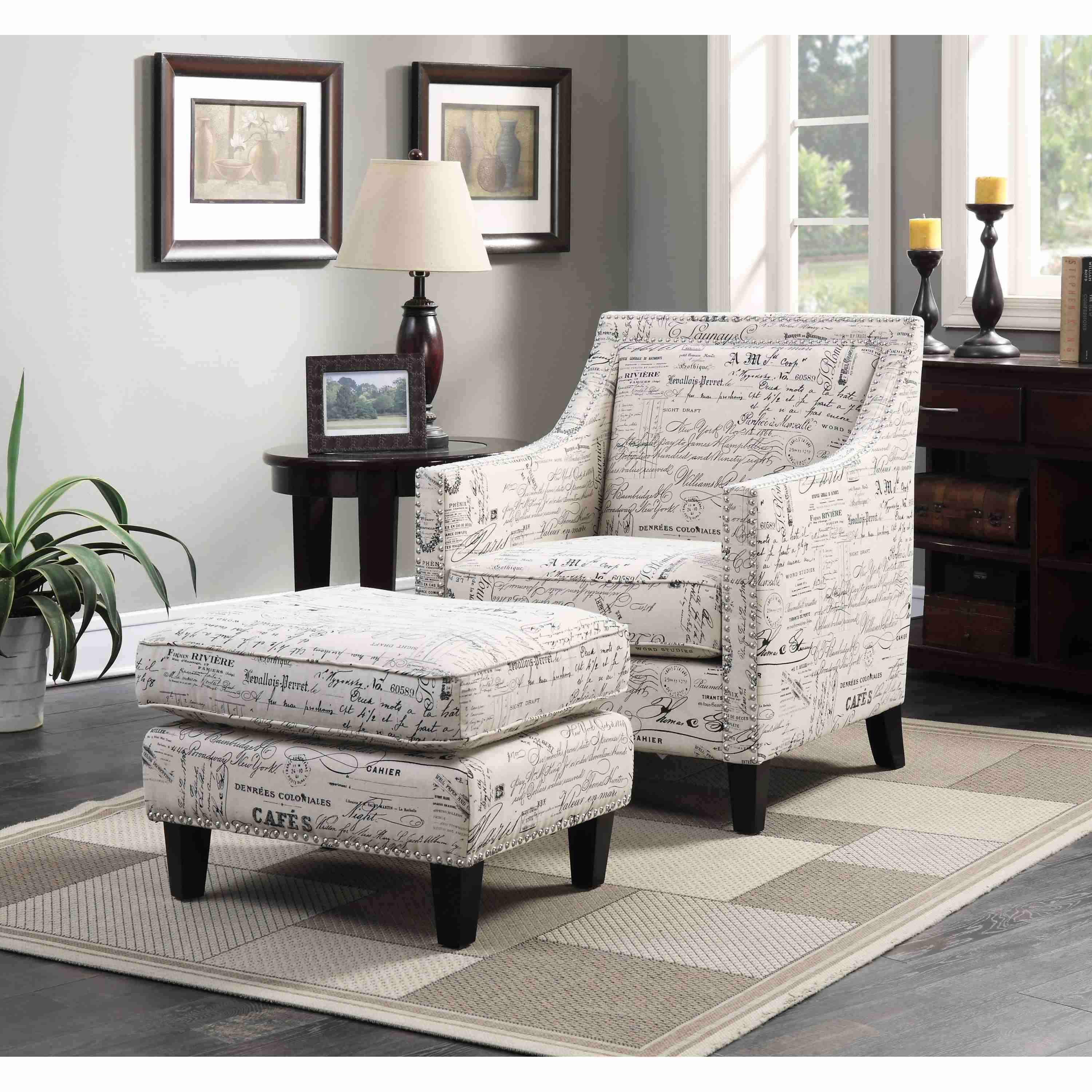Elements International Erica UER636100CA Chair with Chrome Nails - Script - Image 2