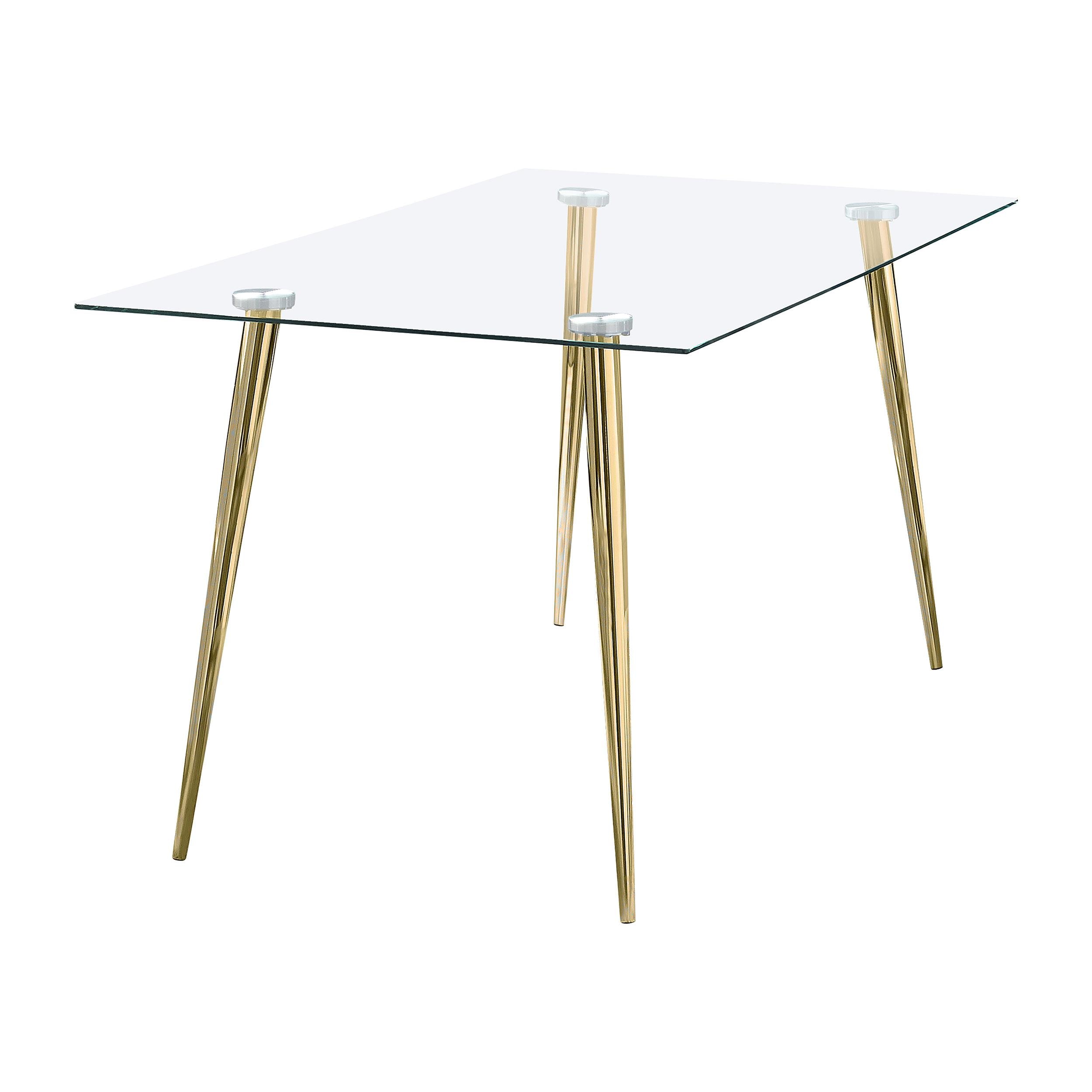 Coaster Furniture Gilman 190621GLD Rectangular 64-inch Glass Top Dining Table - Gold - Image 1