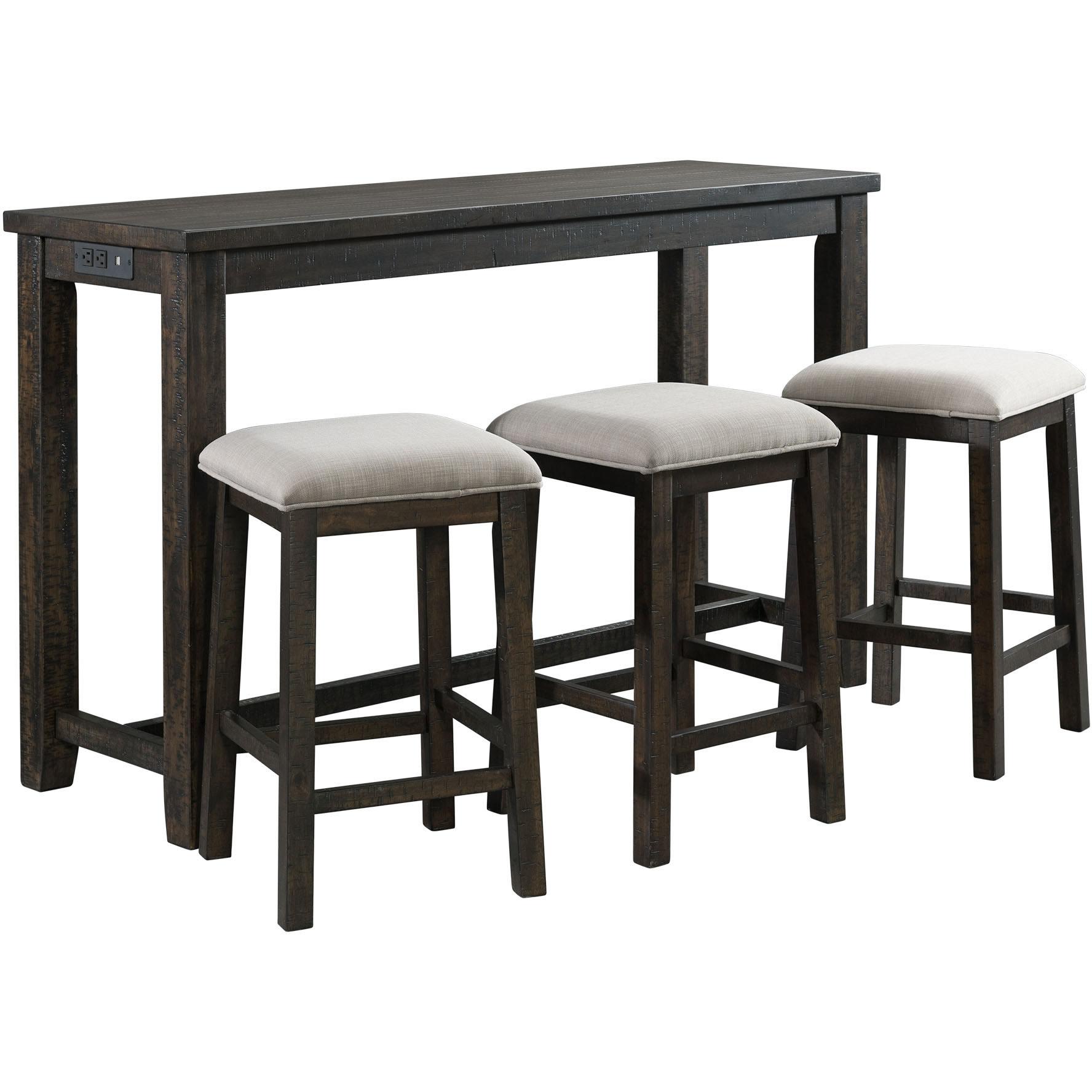 Elements International Stone TST100BTSP 4 pc Counter Height Dinette - Charcoal - Image 2