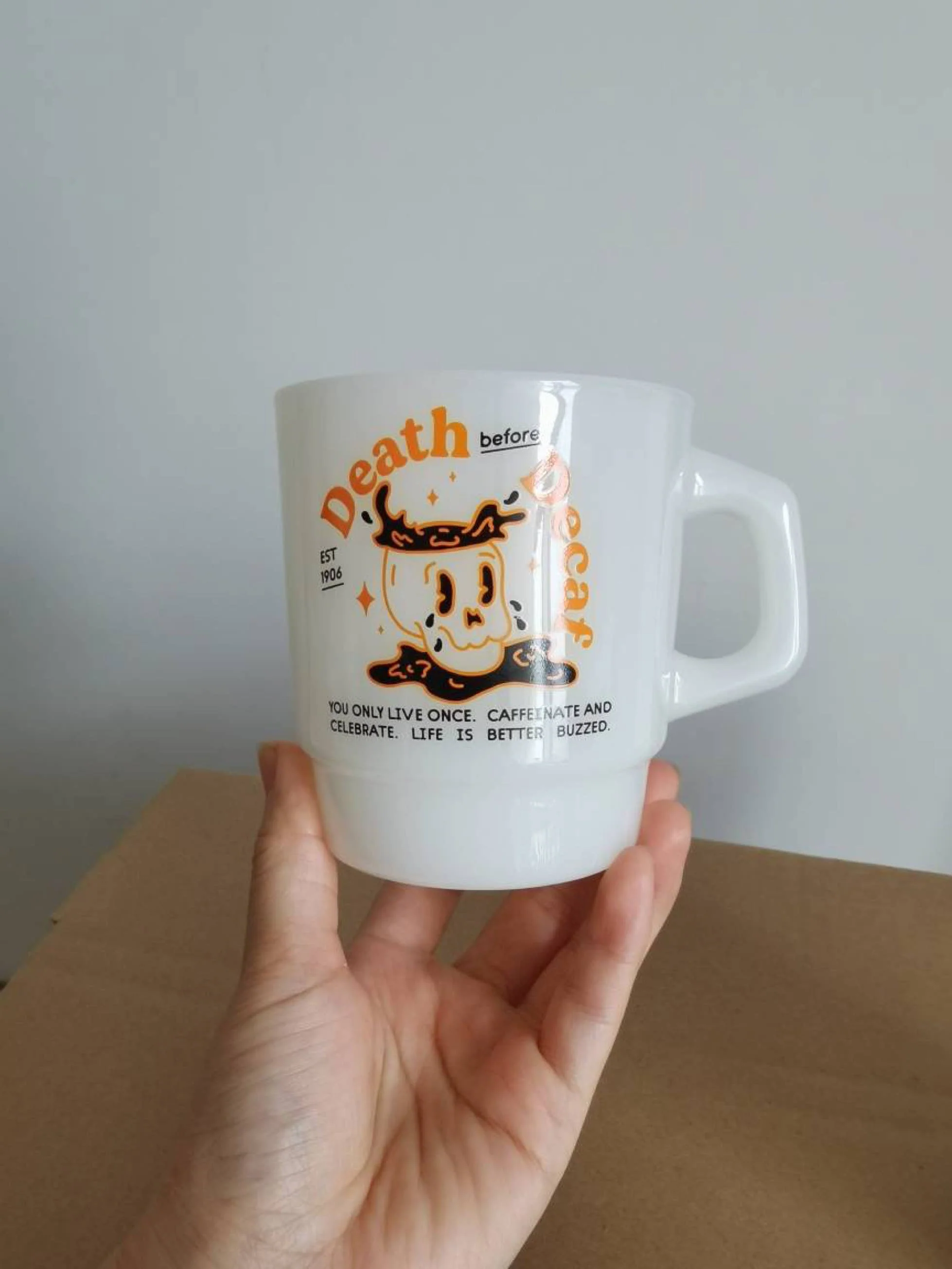 "Death before Decaf" Vintage Diner Mug - Image 3