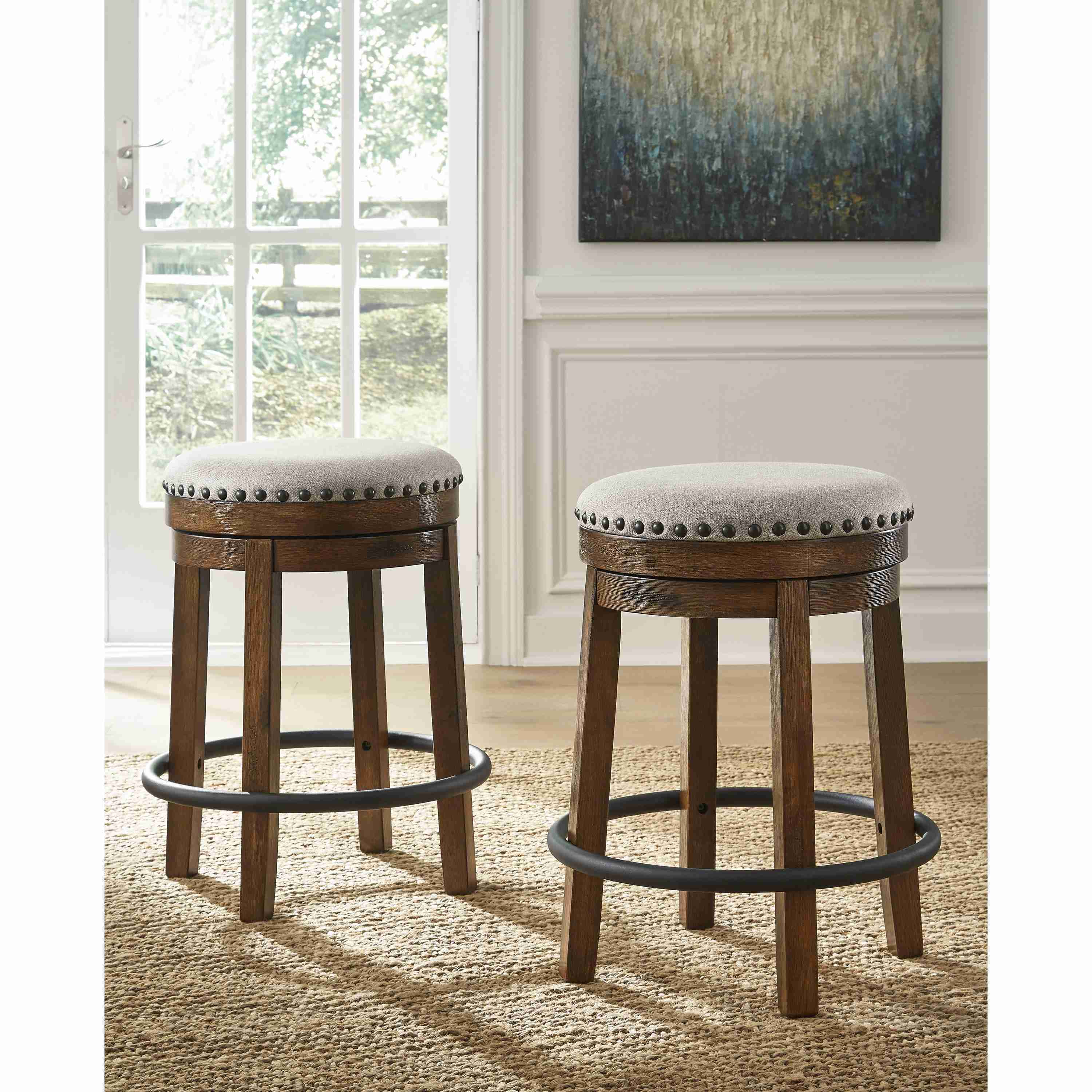 Signature Design by Ashley Valebeck D546-124 Upholstered Swivel Stool - Image 3