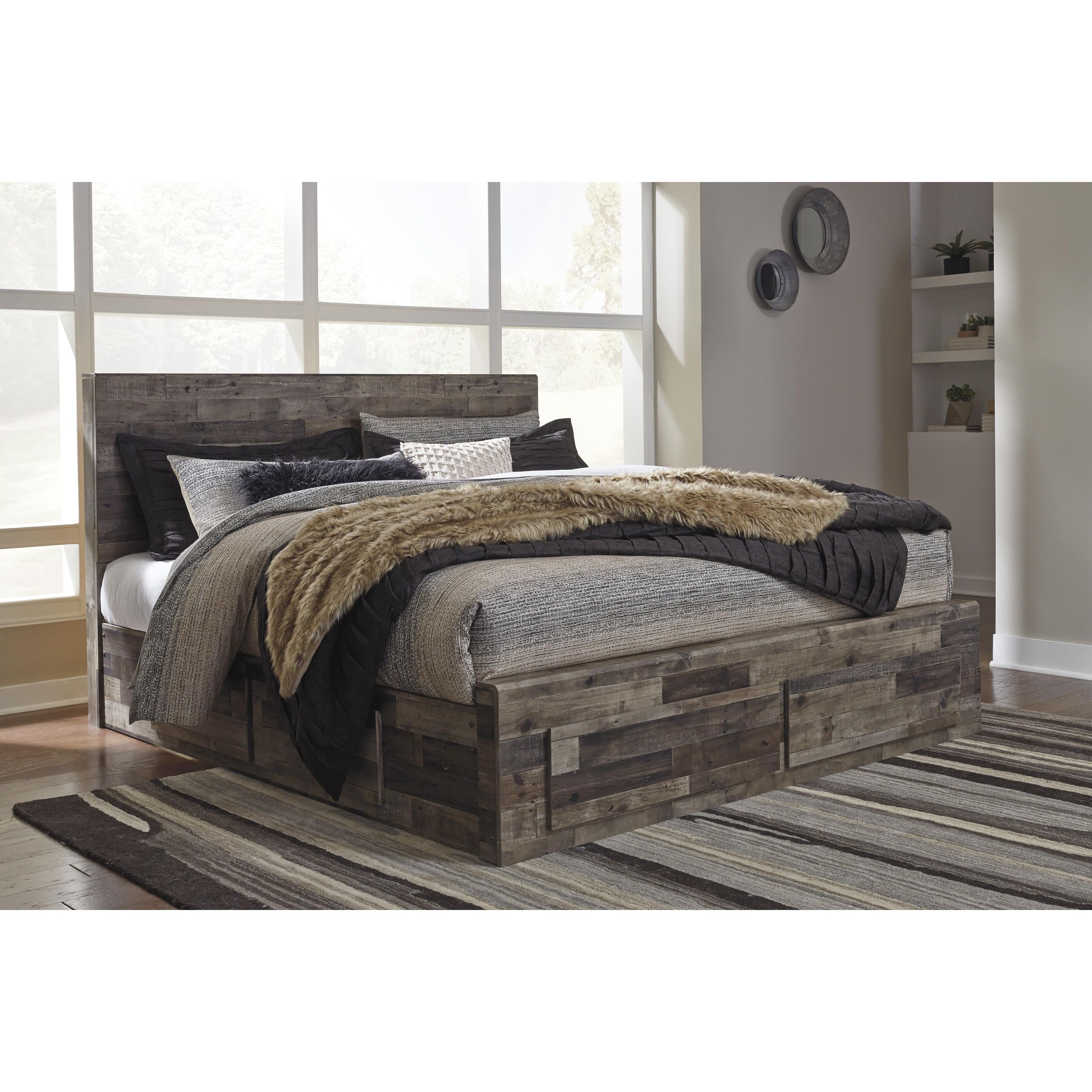 Benchcraft Derekson B200B19 King Panel Bed with 4 Storage Drawers - Image 2