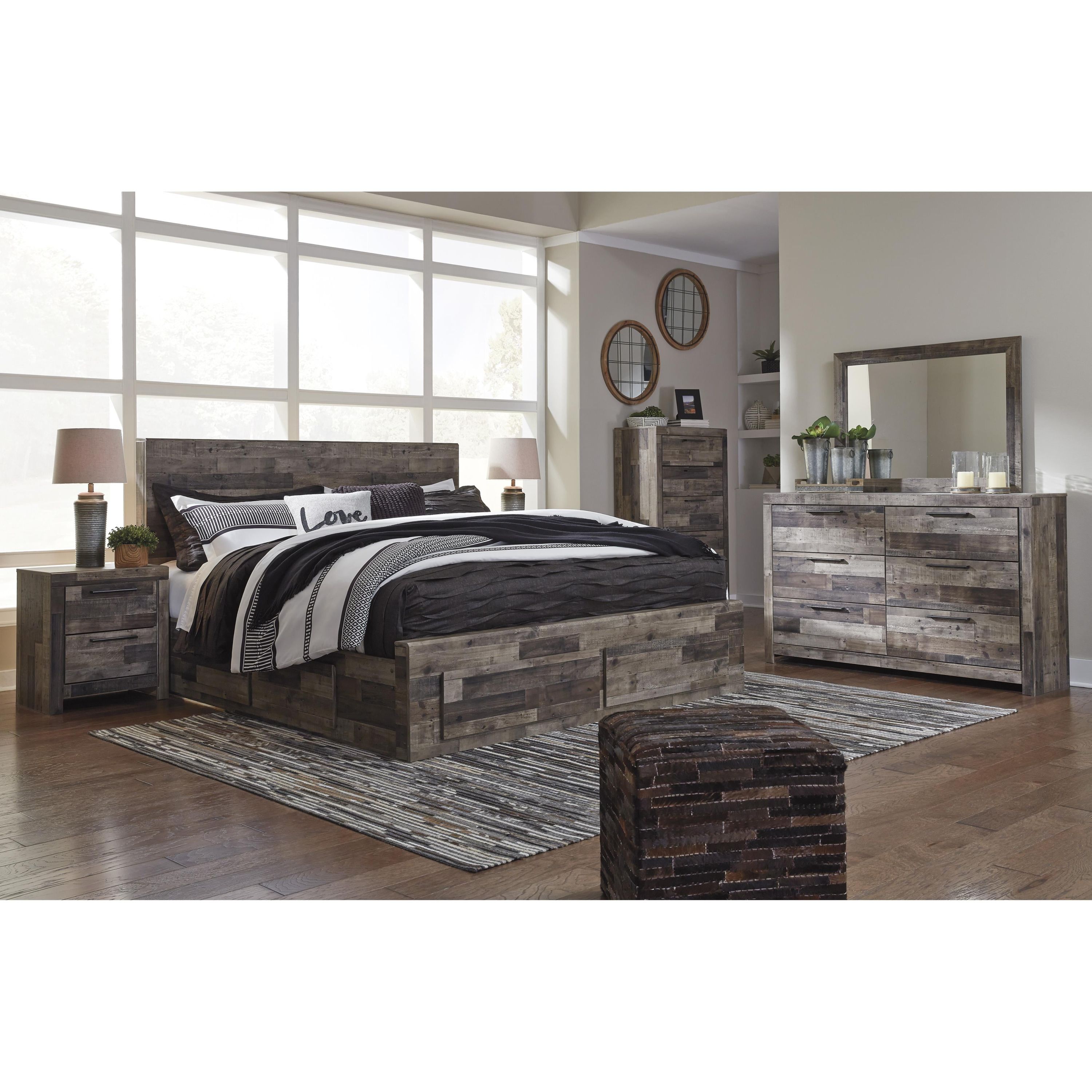 Benchcraft Derekson B200B19 King Panel Bed with 4 Storage Drawers - Image 3