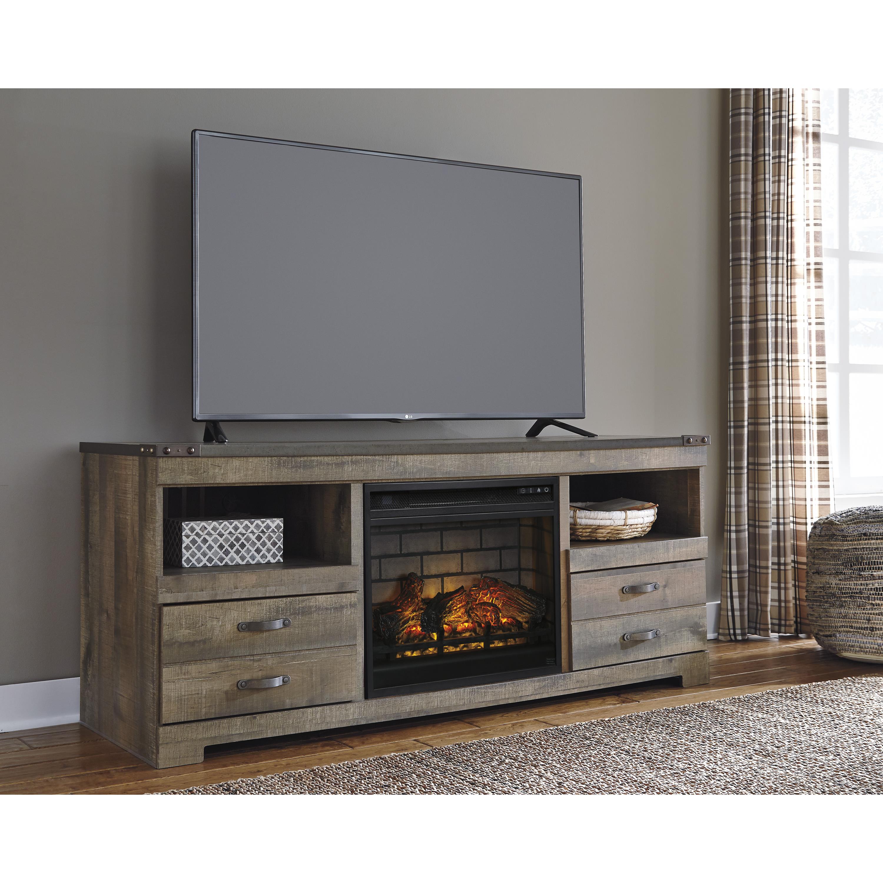 Signature Design by Ashley Trinell W446W9 63" TV Stand with Electric Fireplace - Image 2