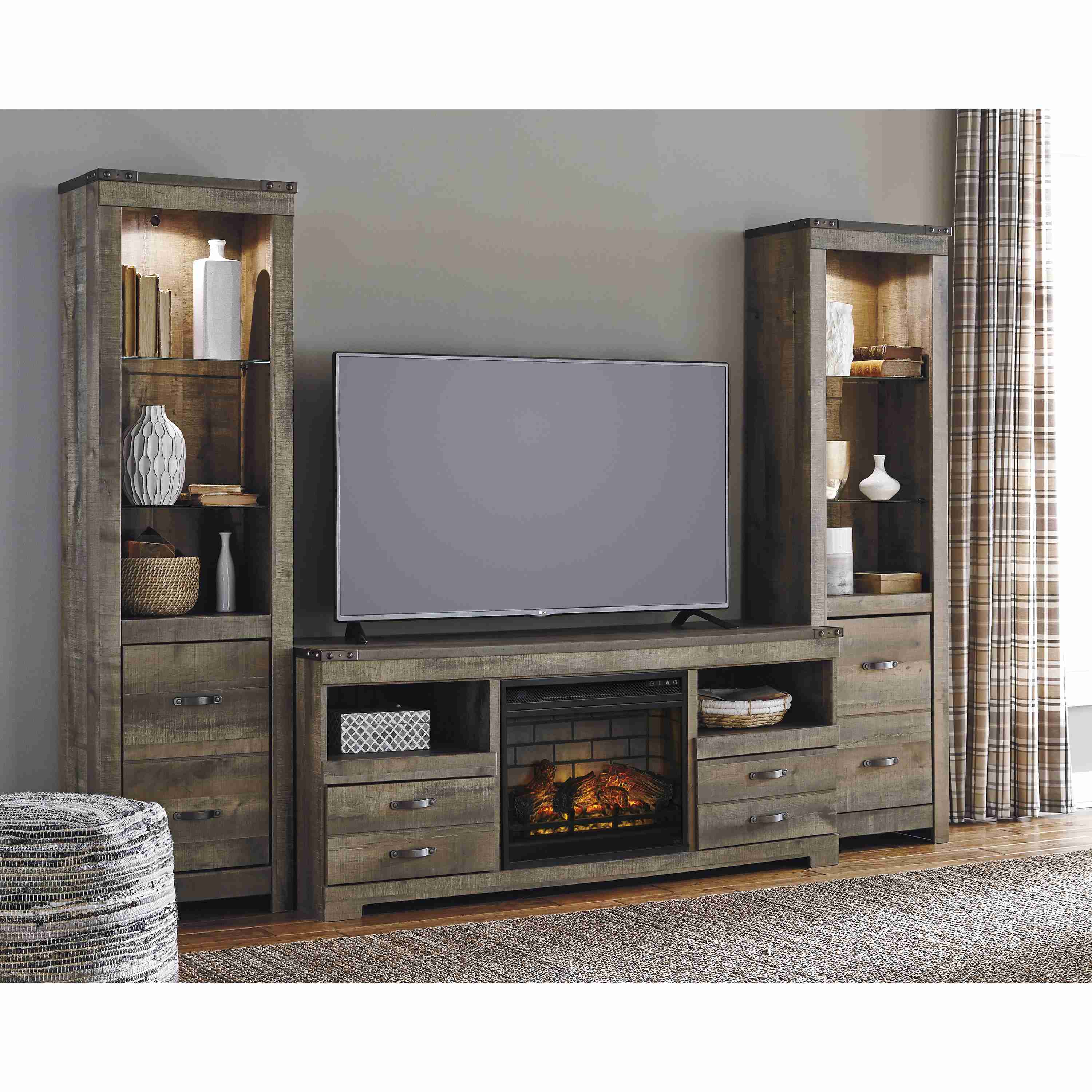 Signature Design by Ashley Trinell W446W9 63" TV Stand with Electric Fireplace - Image 3