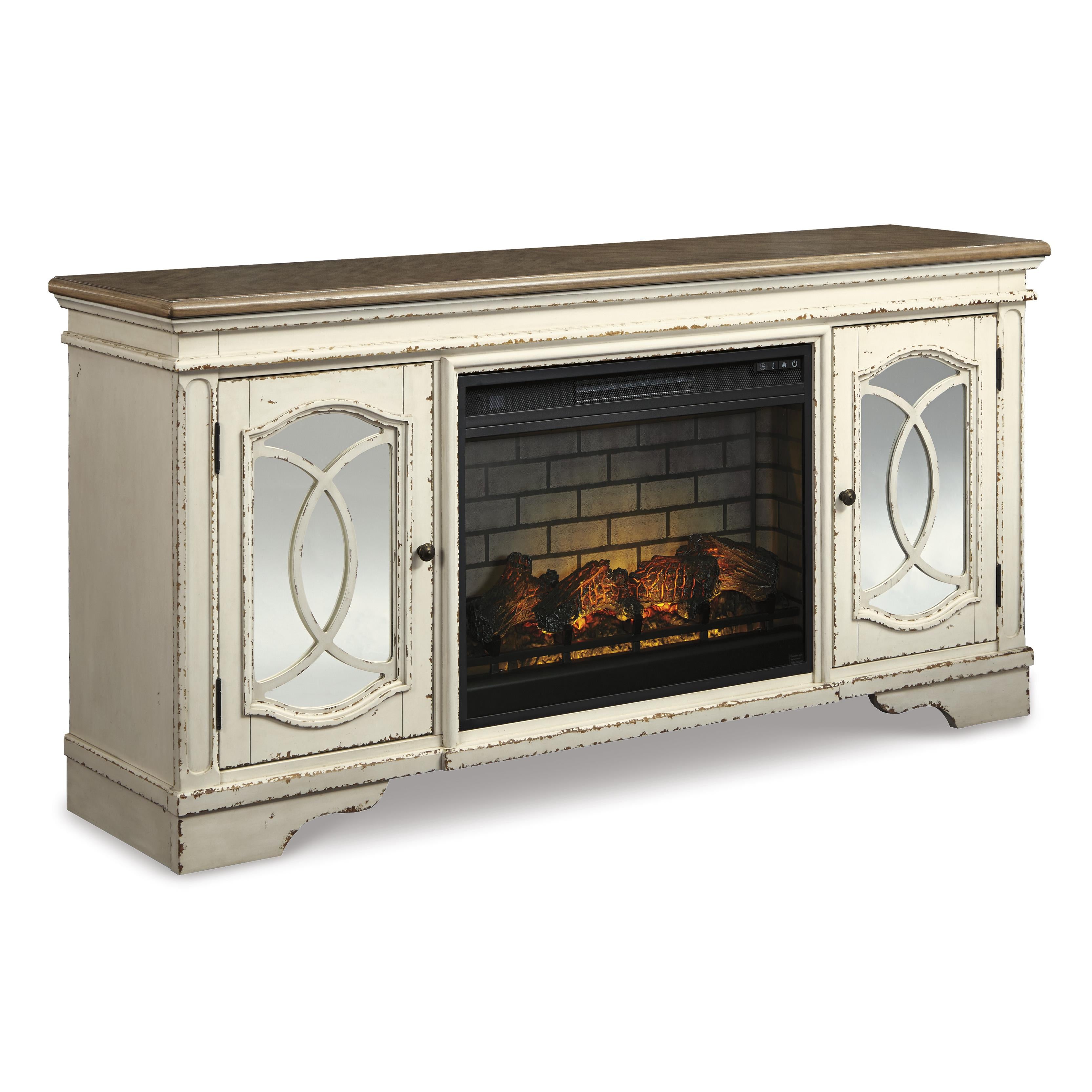 Signature Design by Ashley Realyn W743W2 74" TV Stand with Electric Fireplace - Image 1