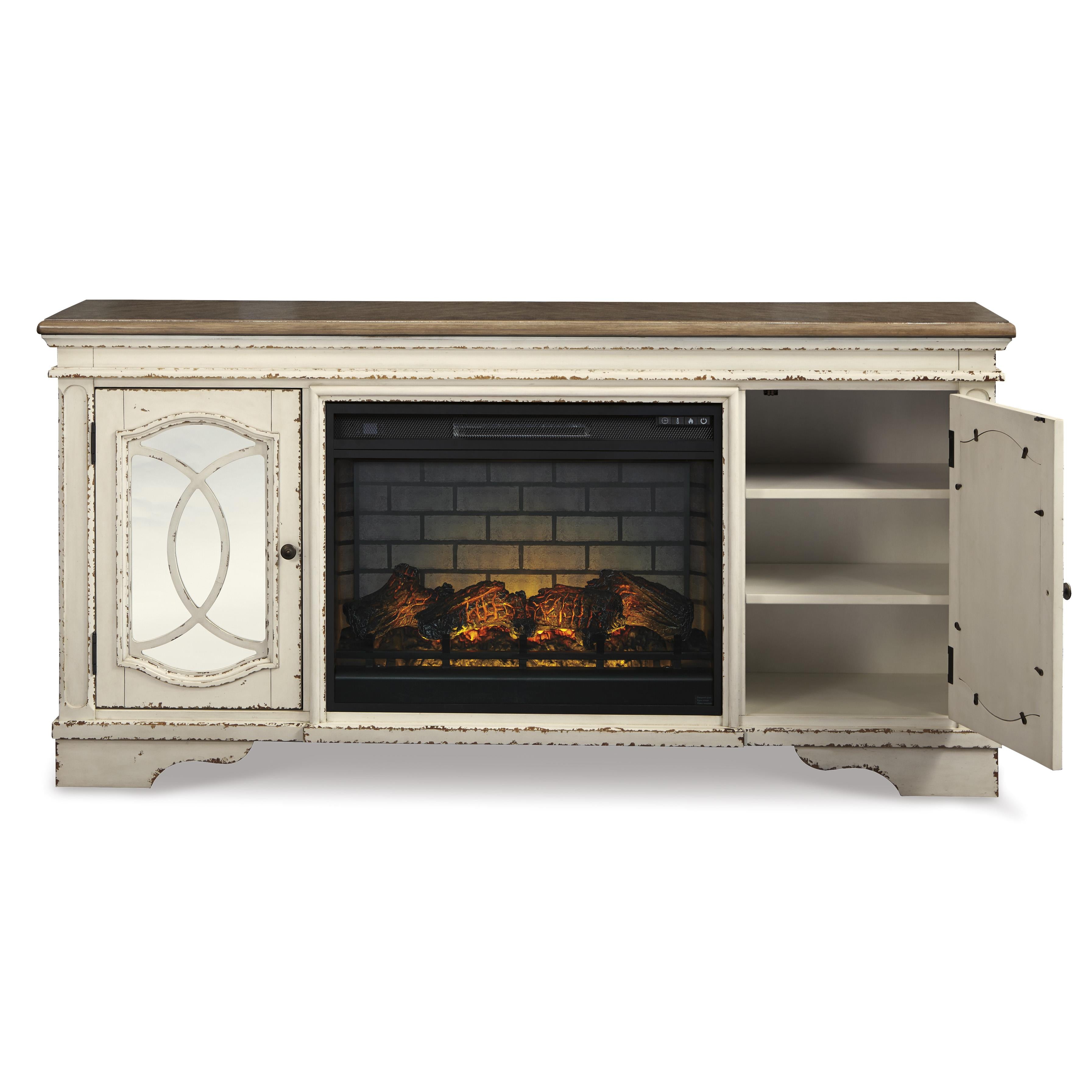 Signature Design by Ashley Realyn W743W2 74" TV Stand with Electric Fireplace - Image 2