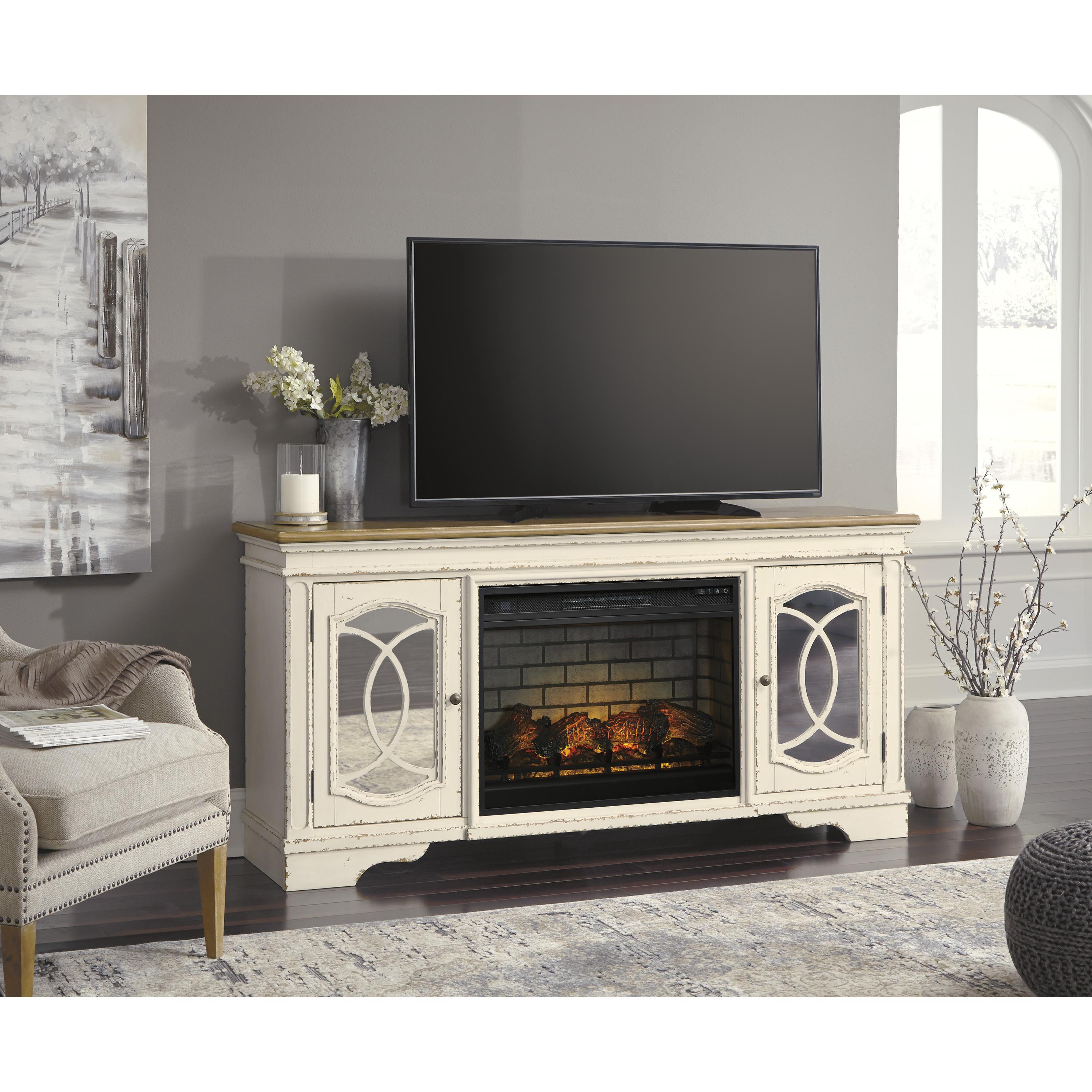 Signature Design by Ashley Realyn W743W2 74" TV Stand with Electric Fireplace - Image 3