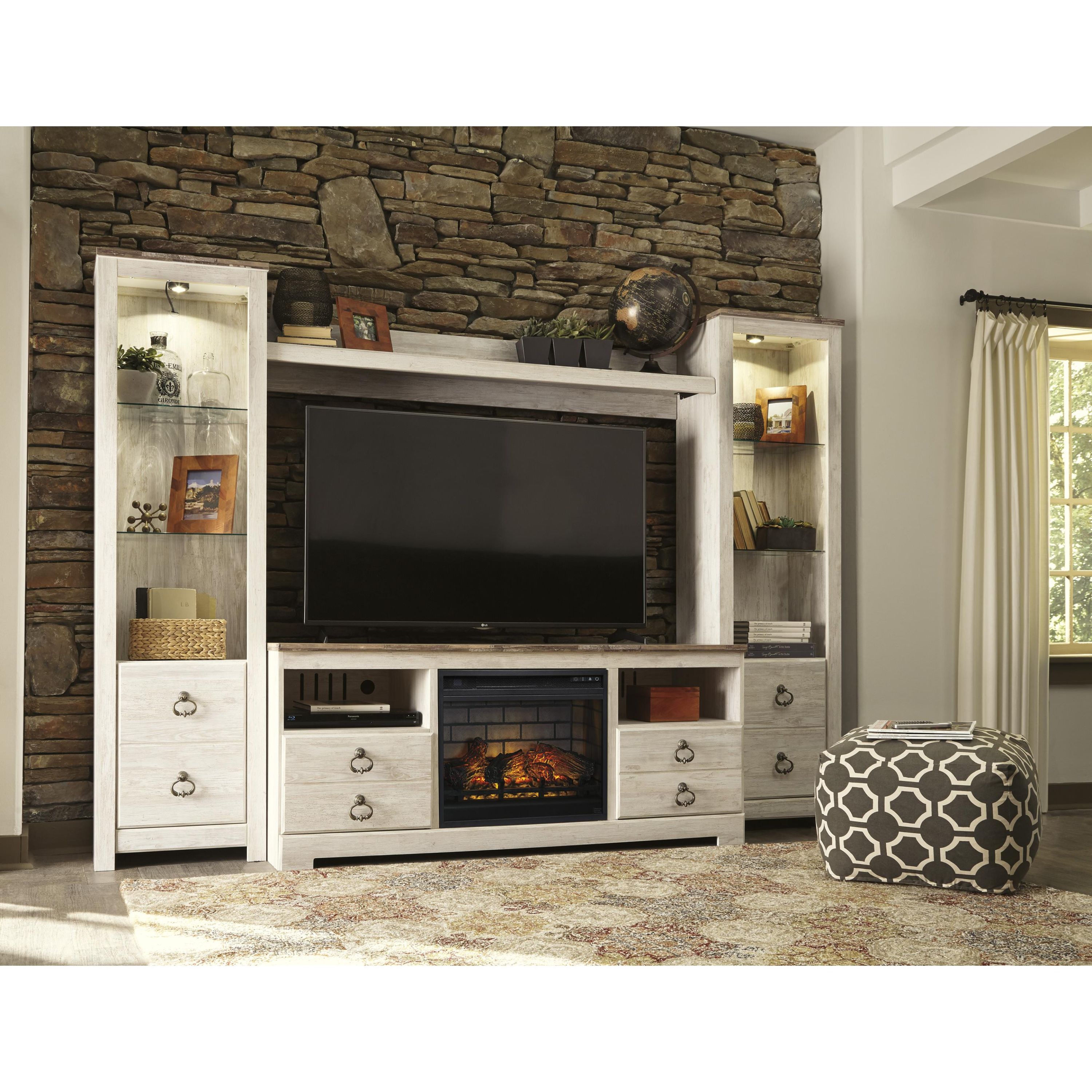 Signature Design by Ashley Willowton W267W9 4 pc Entertainment Center with Electric Fireplace - Image 2