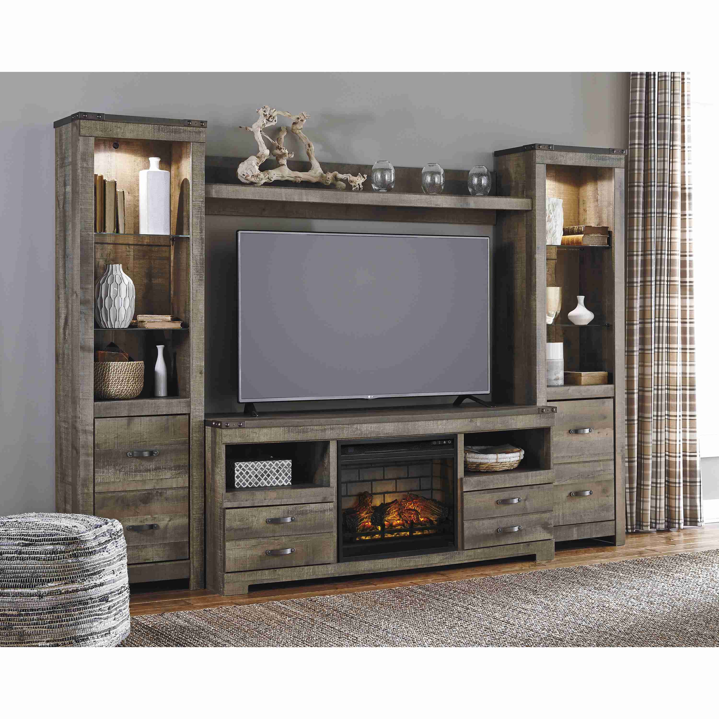 Signature Design by Ashley Trinell W446W8 4 pc Entertainment Center with Electric Fireplace - Image 2