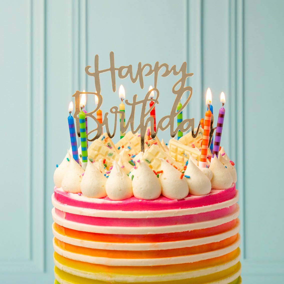 Striped Multicolor Candles - 24 Pack | Cake Candle | - Image 2