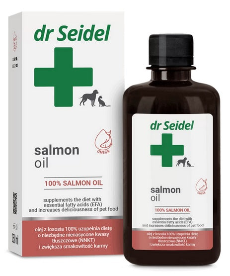 Dr Seidel Salmon Oil 100% 250 ml – czysty olej z łososia dla skóry i sierści
