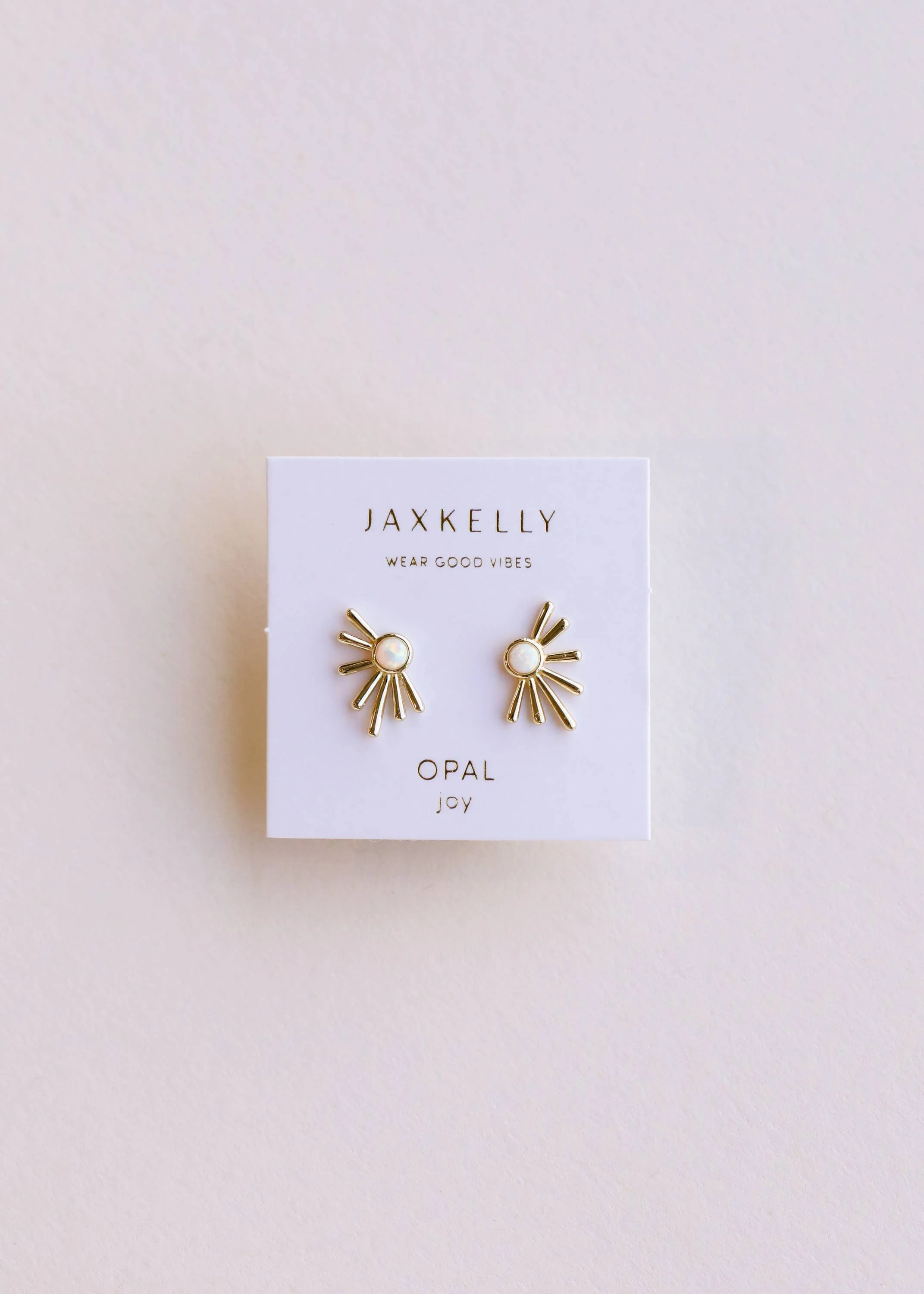 Sun Ray - White Opal - Gold Earrings - Image 2