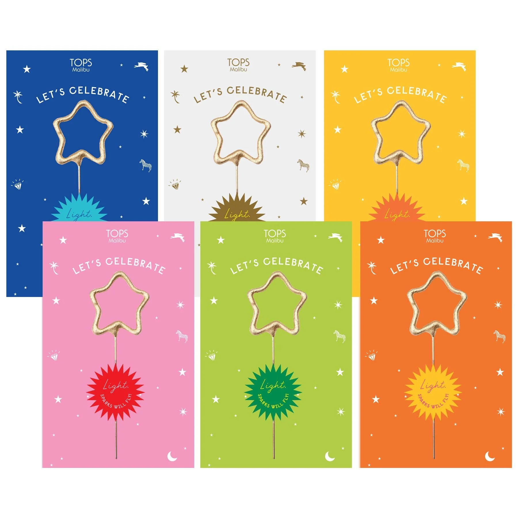 4″ Mini Gold Star Sparkler Greeting Card – Celebrate – Asst