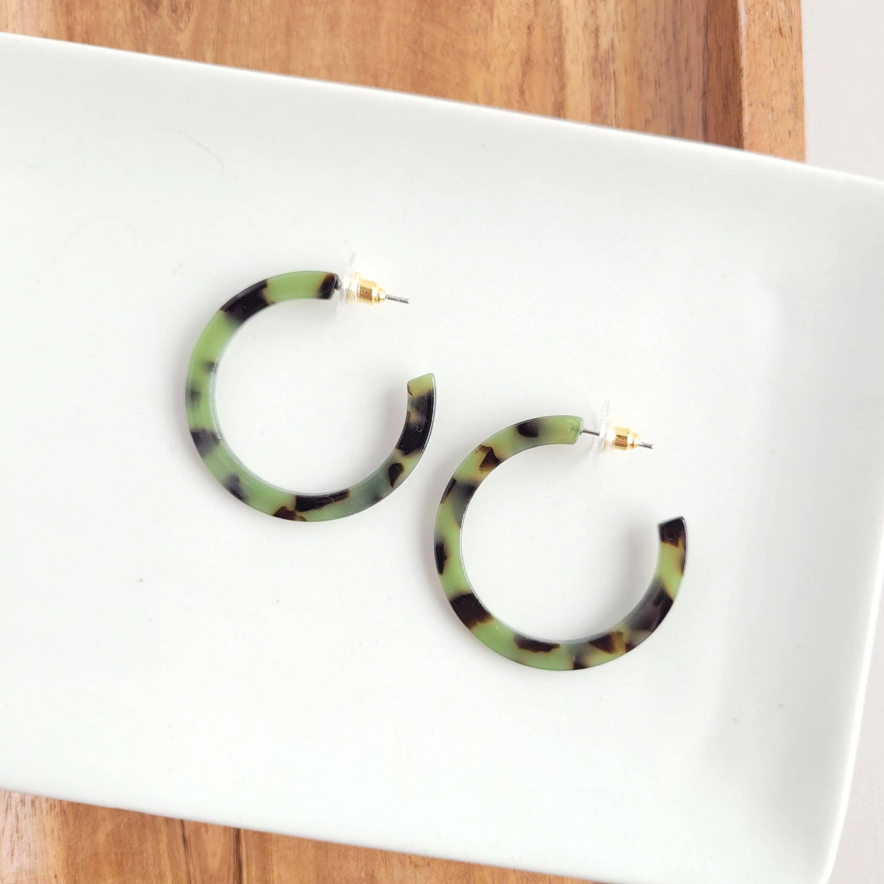 Camy Hoops - Olive Tortoise // Earrings, Jewelry, Gifts, Fall - Image 1