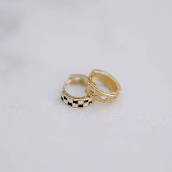 Black & White Checkered Hoops - Image 1
