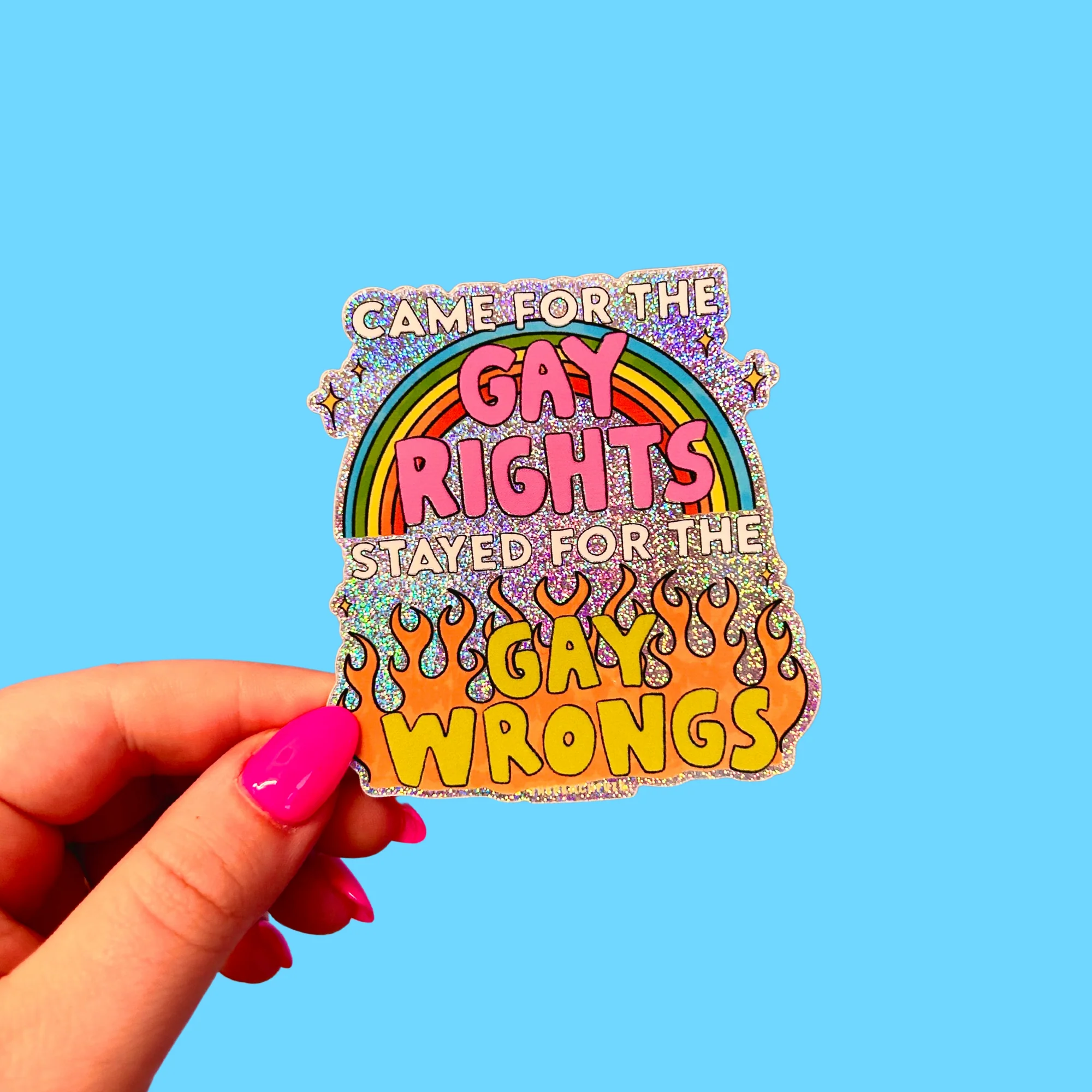 Gay Wrongs Glitter Sticker - Image 1