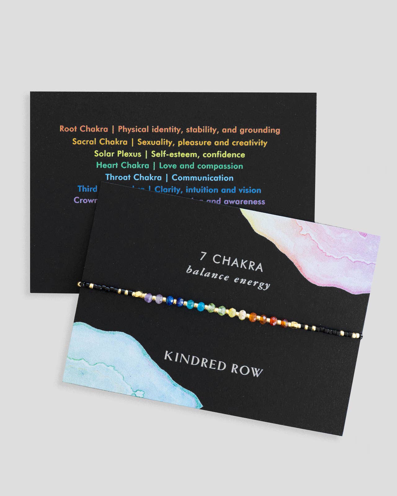 Chakra Rainbow Healing Gemstone Stacking Bracelet, Black - Image 2