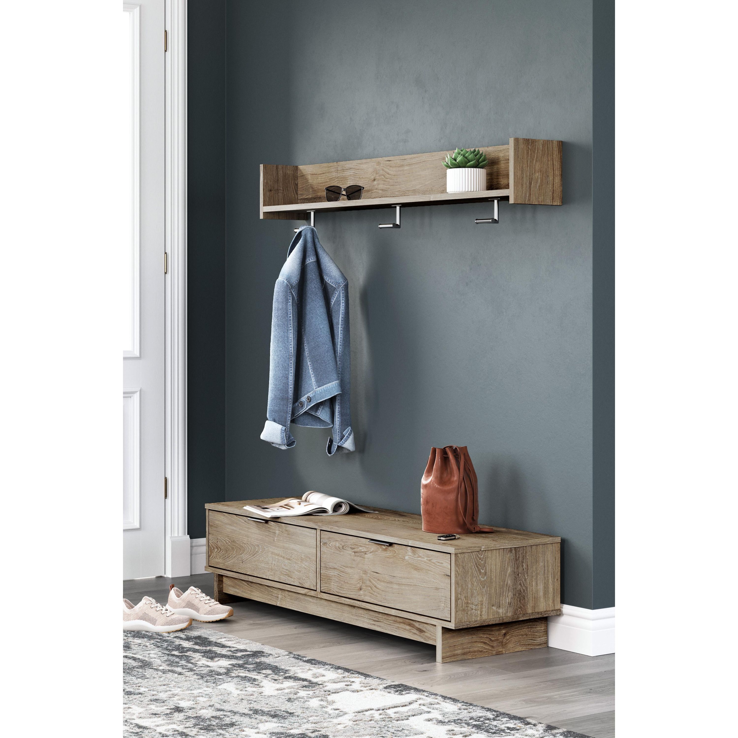 Signature Design by Ashley Oliah EA2270-151 Wall Mounted Coat Rack with Shelf - Image 3