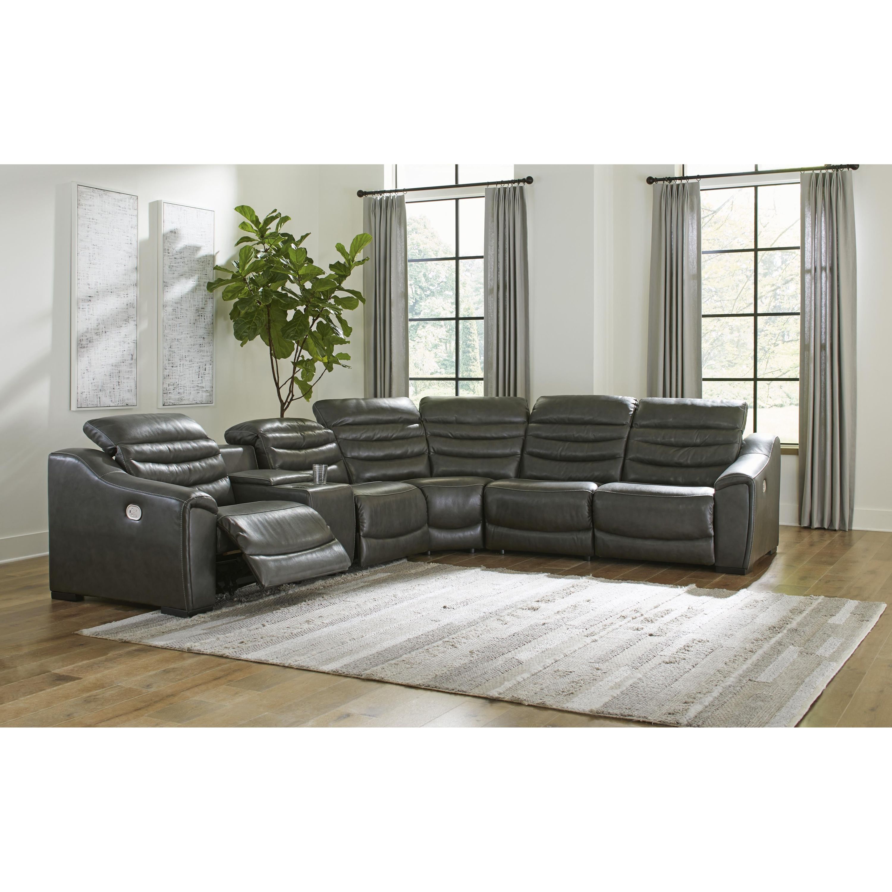 Signature Design by Ashley Center Line U63404S4 6 pc Power Reclining Sectional - Image 3