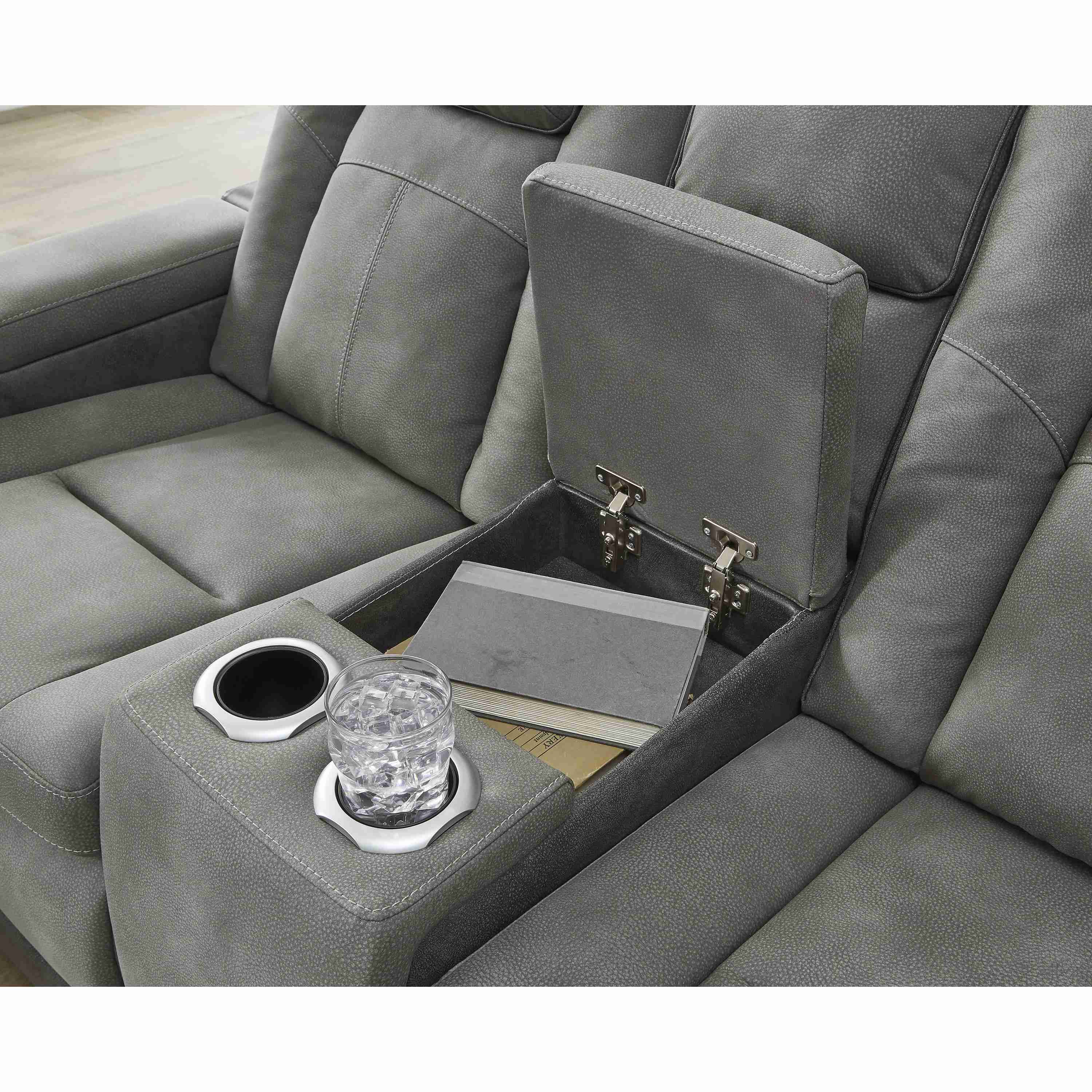 Signature Design by Ashley Next-Gen DuraPella 2200418 Power Reclining Loveseat with Console and Adjustable Headrest