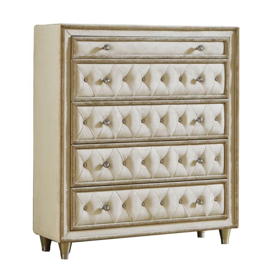 Coaster Furniture Antonella 223525 5-Drawer Bedroom Chest – Ivory and Camel