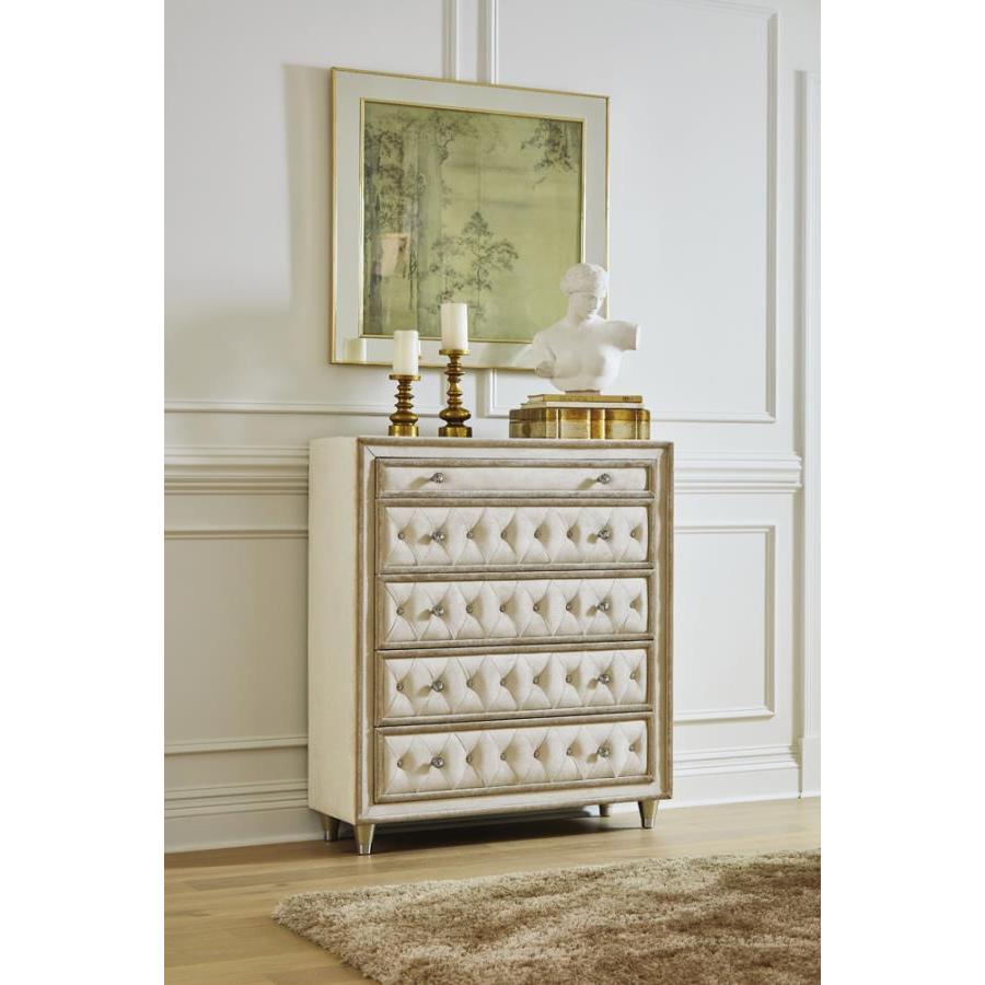 Coaster Furniture Antonella 223525 5-Drawer Bedroom Chest - Ivory and Camel - Image 2