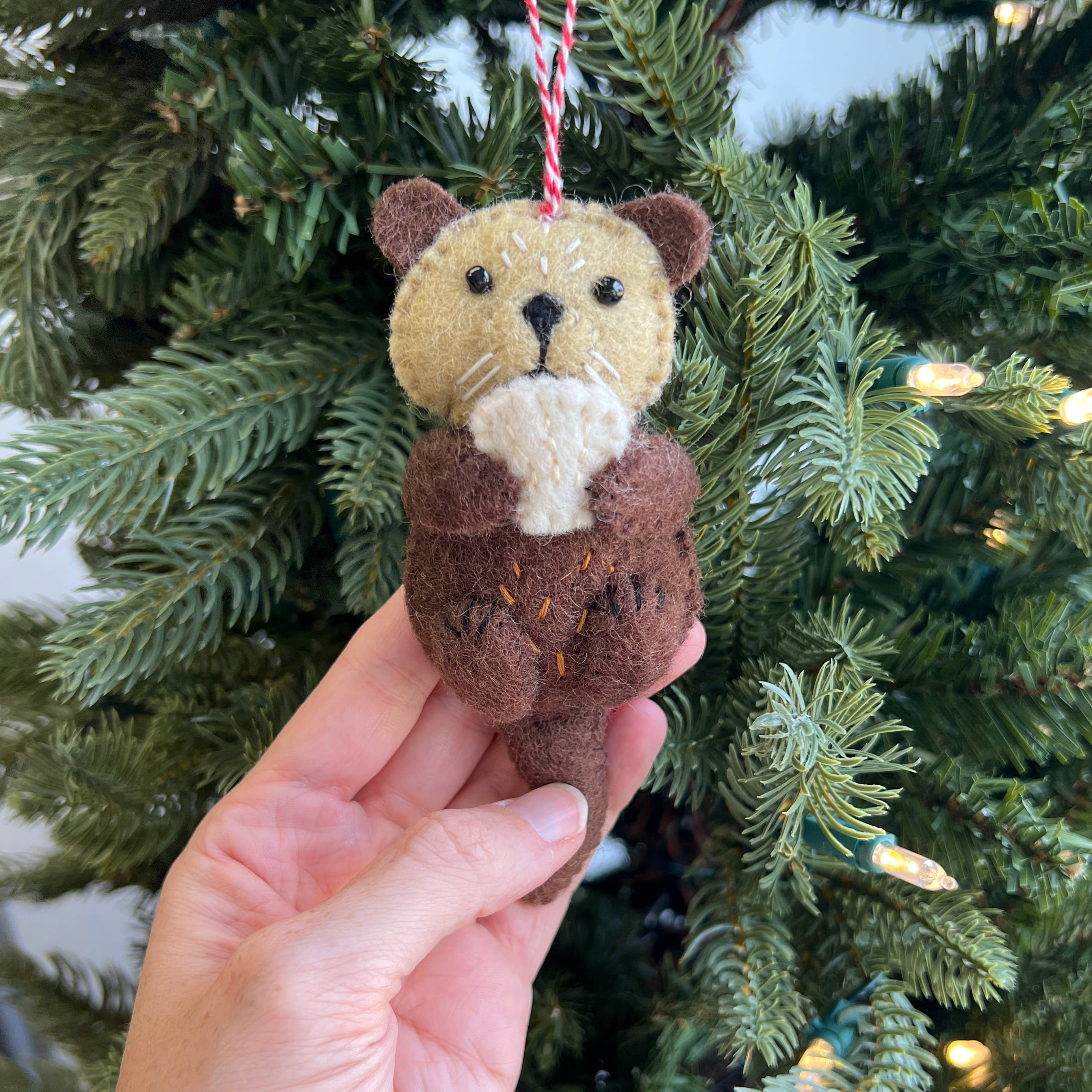 Otter Felt Wool Christmas Ornament  - Image 3
