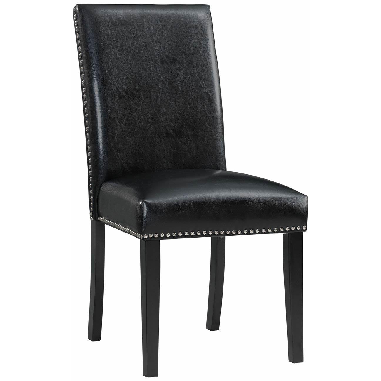 Elements International Meridian Faux Leather Side Chair Set in Black - Image 1