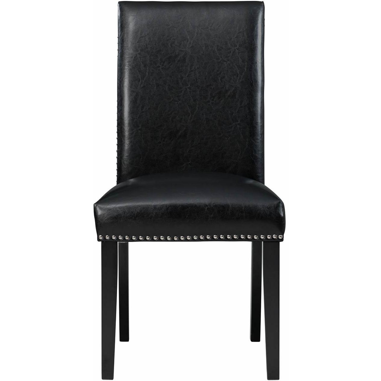 Elements International Meridian Faux Leather Side Chair Set in Black - Image 2