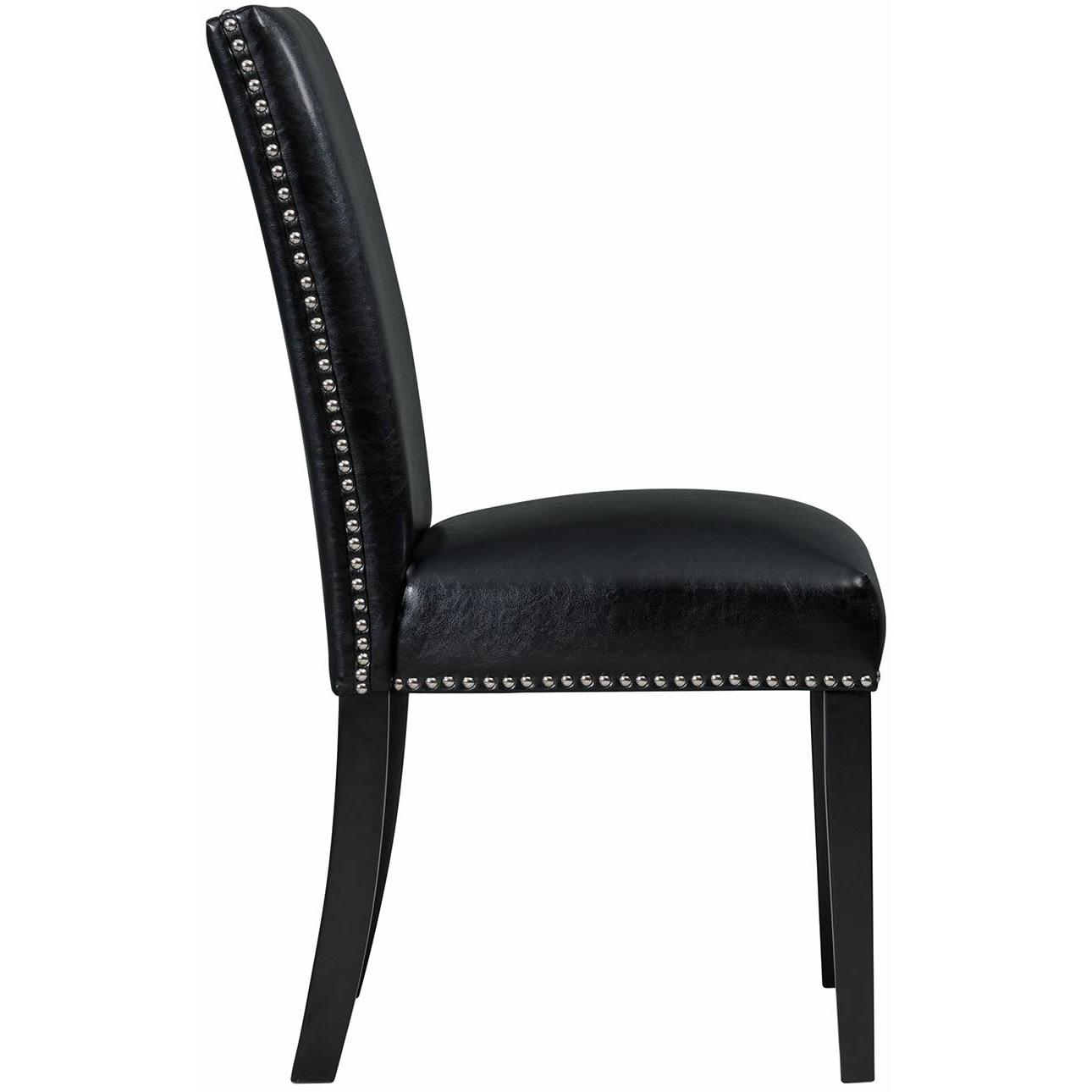 Elements International Meridian Faux Leather Side Chair Set in Black - Image 3