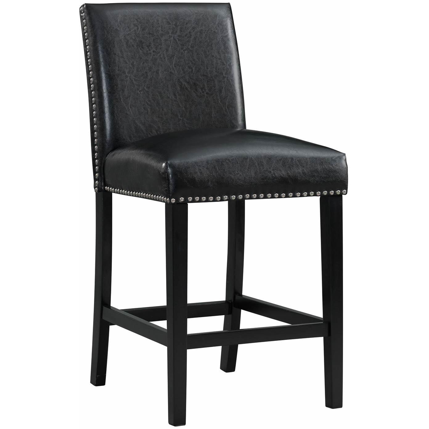 Elements International Meridian Faux Leather Counter Height Side Chair Set in Black - Image 1