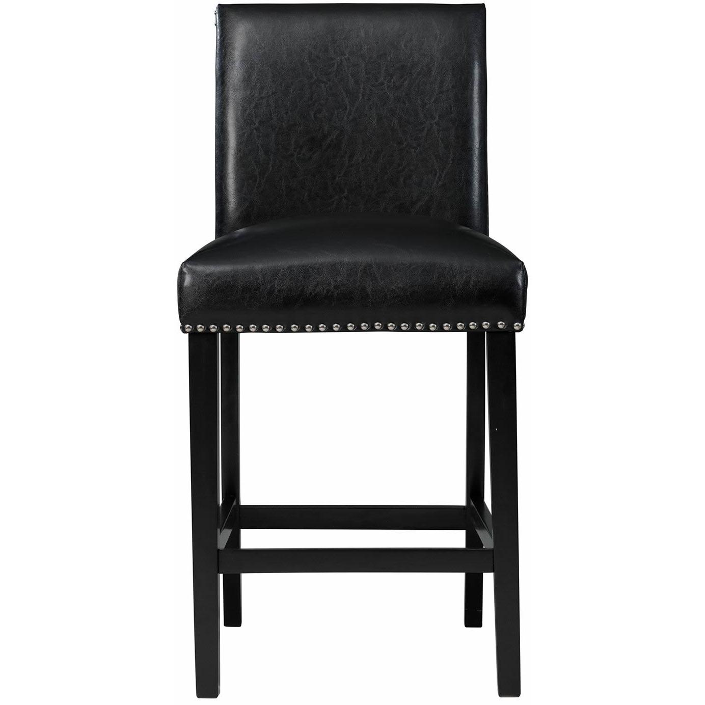 Elements International Meridian Faux Leather Counter Height Side Chair Set in Black - Image 2