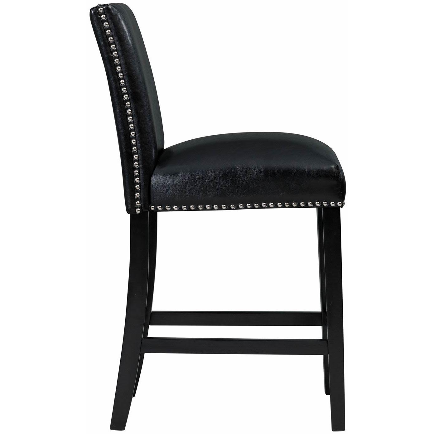 Elements International Meridian Faux Leather Counter Height Side Chair Set in Black - Image 3