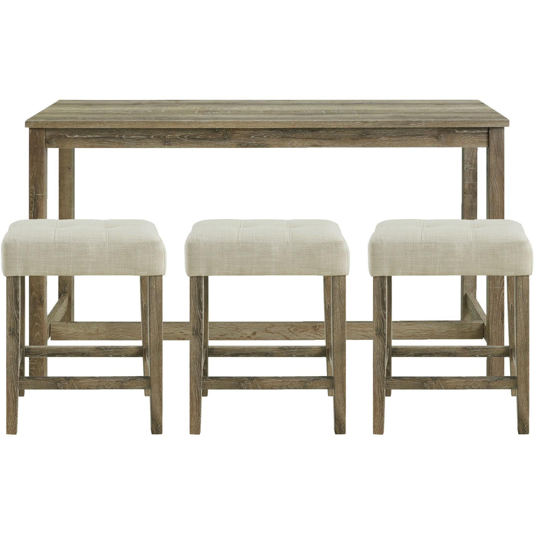 Elements International Oak Lawn Bar Table Single Pack (Table + Three Stools)
