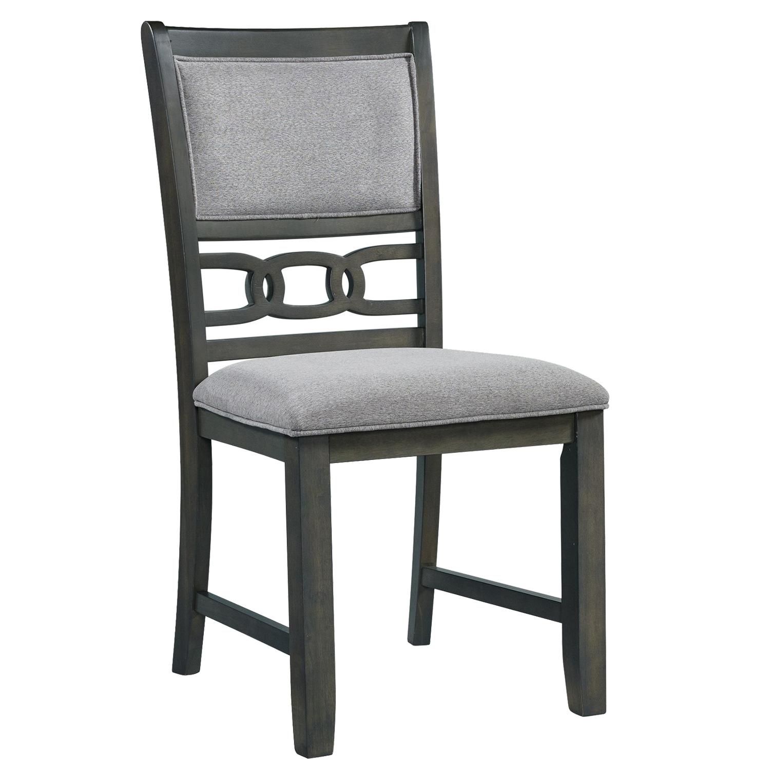 Elements International Amherst Dining Side Chair W/Fabric Cushion Side Stretcher Grey Finish - Image 1