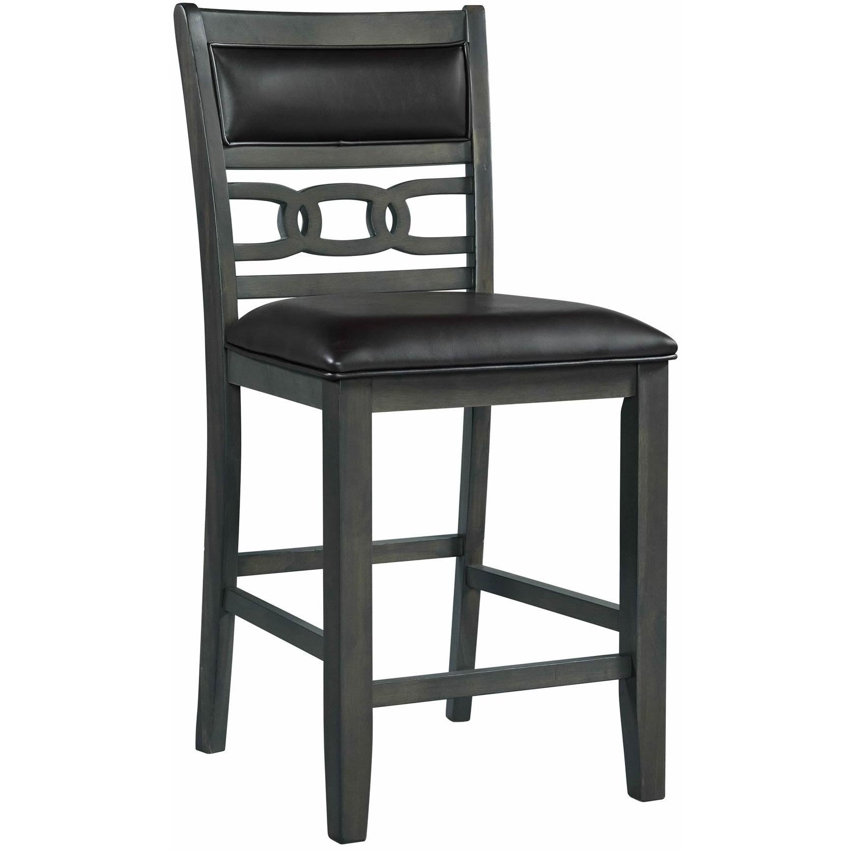 Elements International Amherst Counter Side Chair W/PU Cushion Grey Finish - Image 1