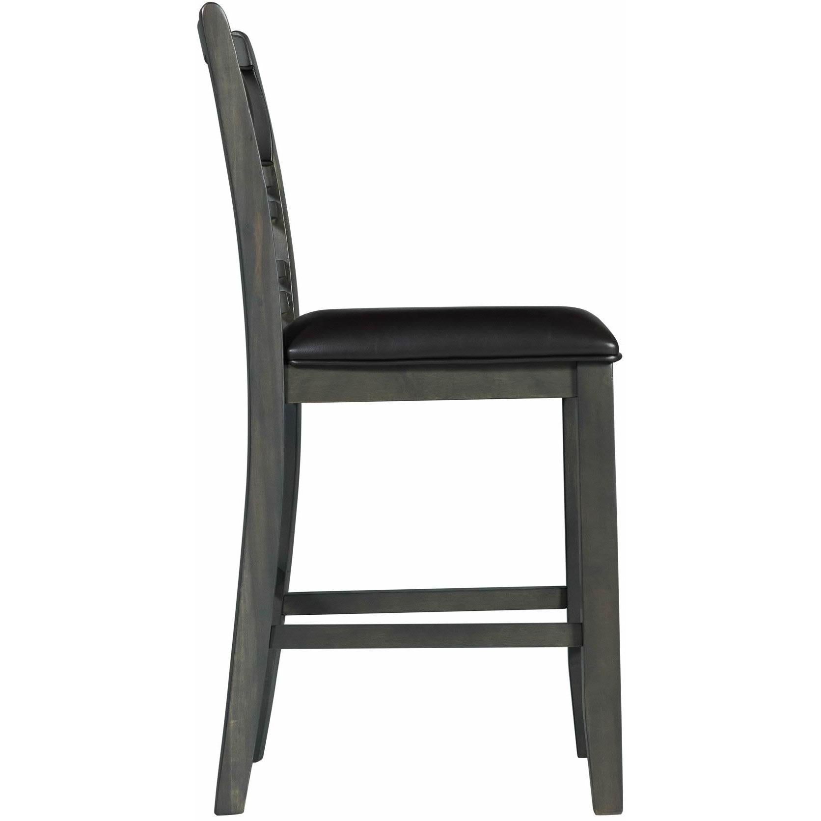 Elements International Amherst Counter Side Chair W/PU Cushion Grey Finish - Image 3