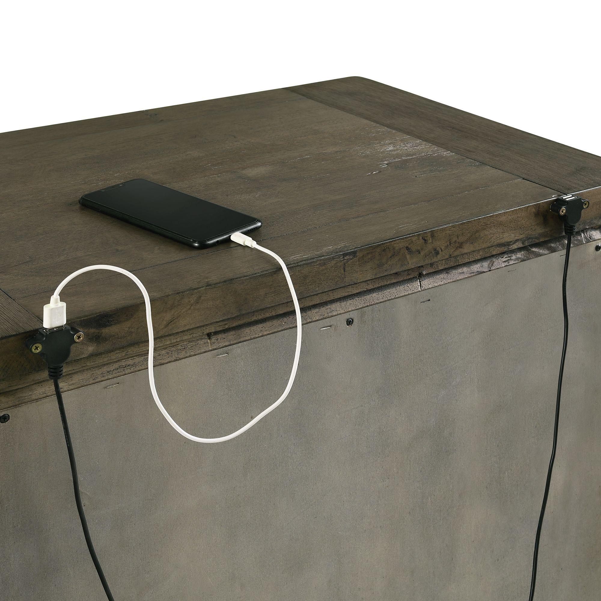 Elements International Maverick Nightstand w/USB Grey - Image 3